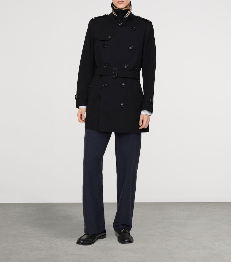 Burberry Mens Short Kensington Trench Coat Black Image 3