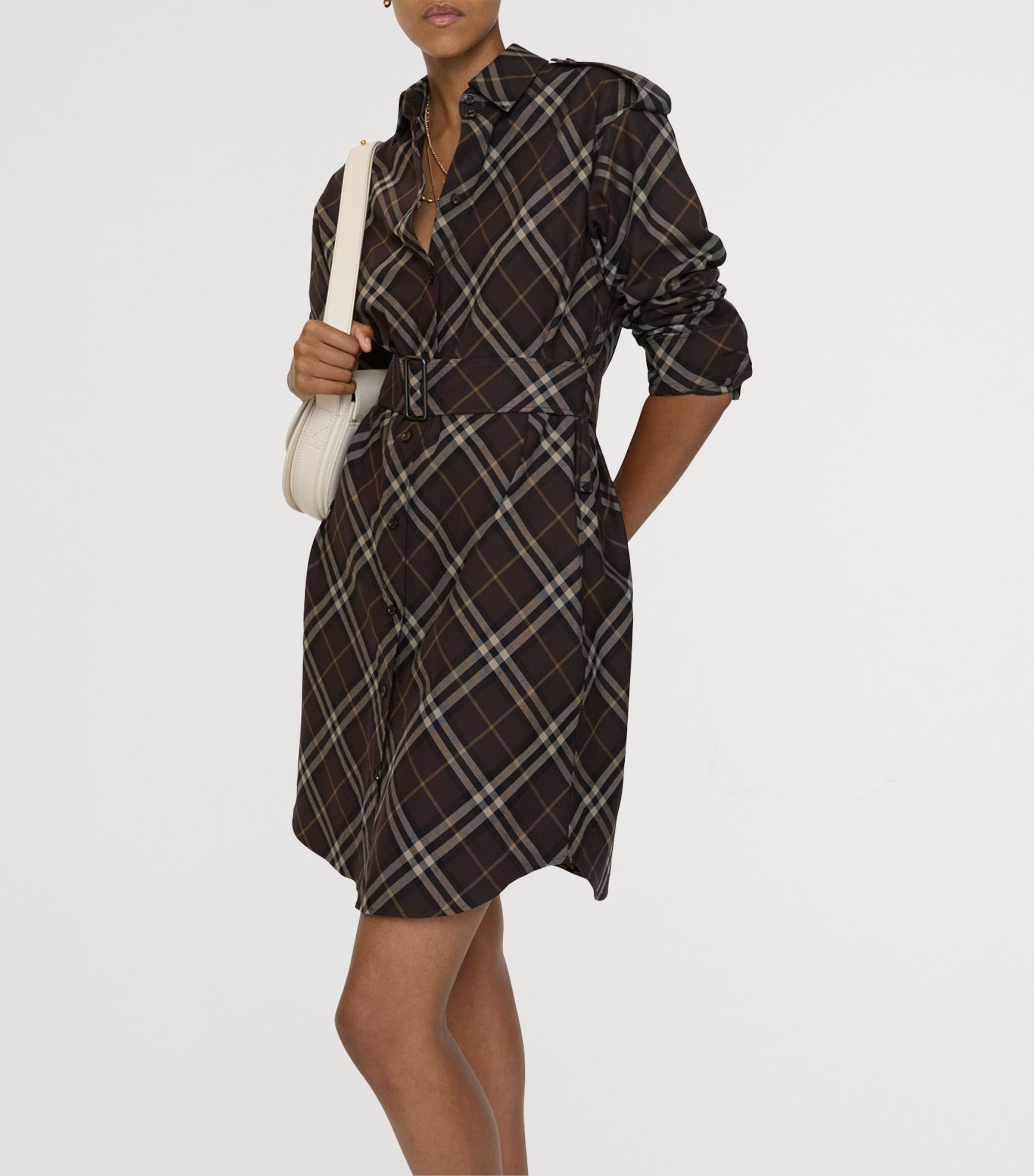 Cotton Check Mini Shirt Dress TRUFFLE IP CHECK Image 2