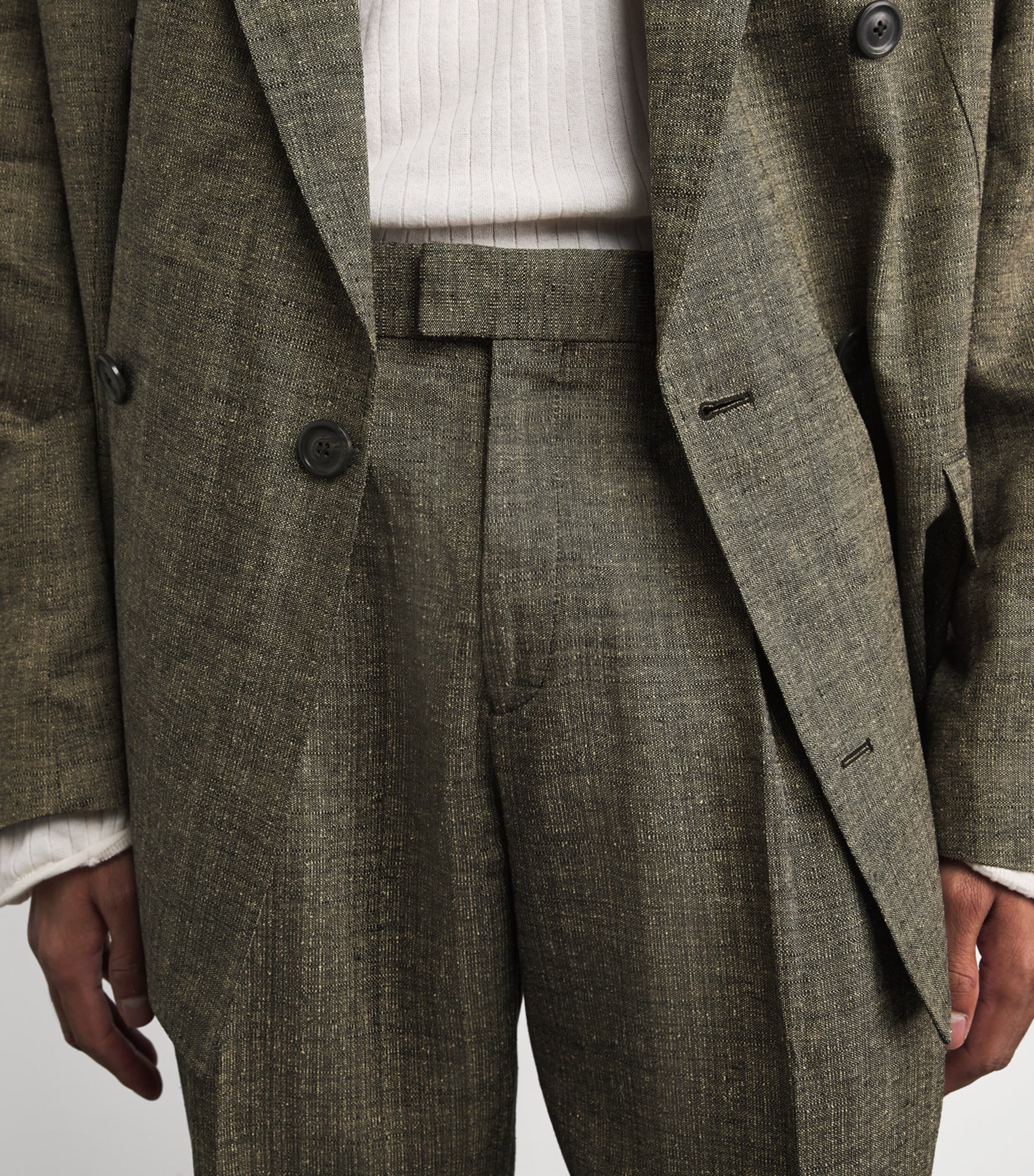 Our Legacy Mens Linen-Silk-Cotton Slack Straight Trousers Deep Husk Image 3