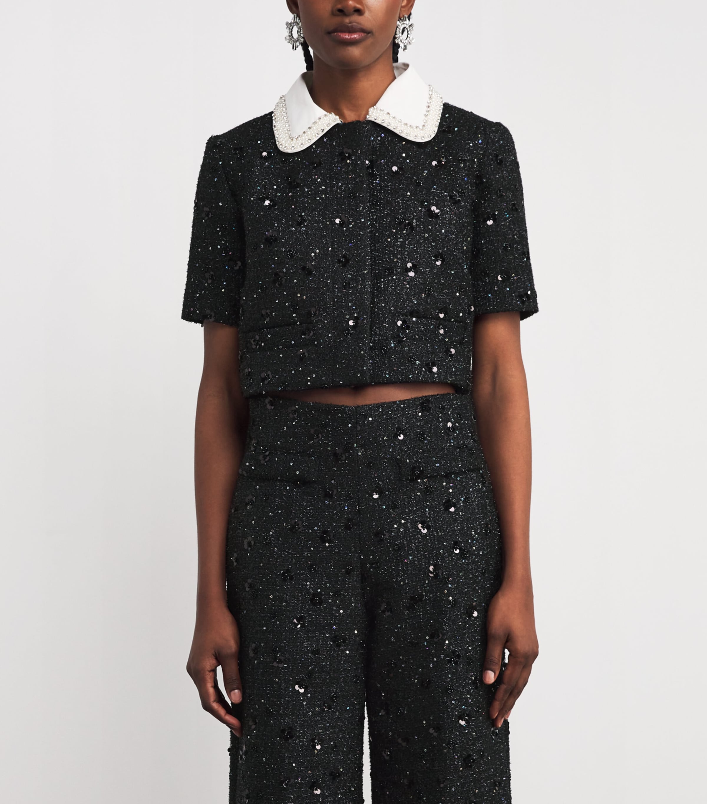 Embellished Tweed Jacket BLACK Image 3