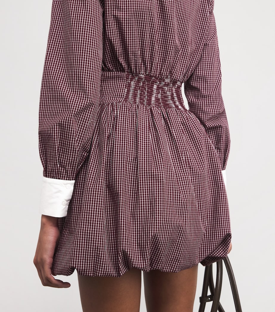 Cotton Check Mini Shirt Dress BURGUNDY PRINT Image 6