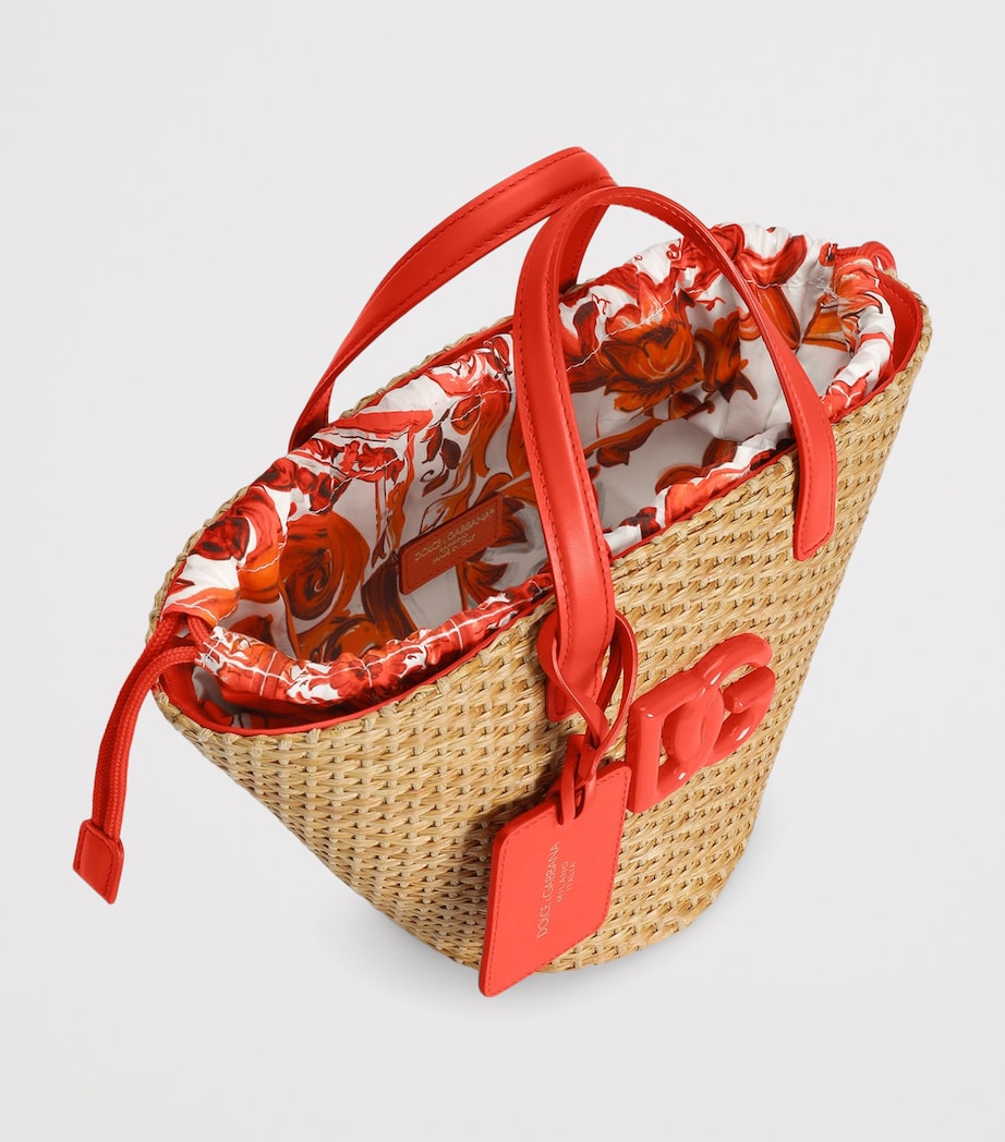 Dolce&Gabbana Kids Straw Logo Tote Bag Maiolica Ar Image 5