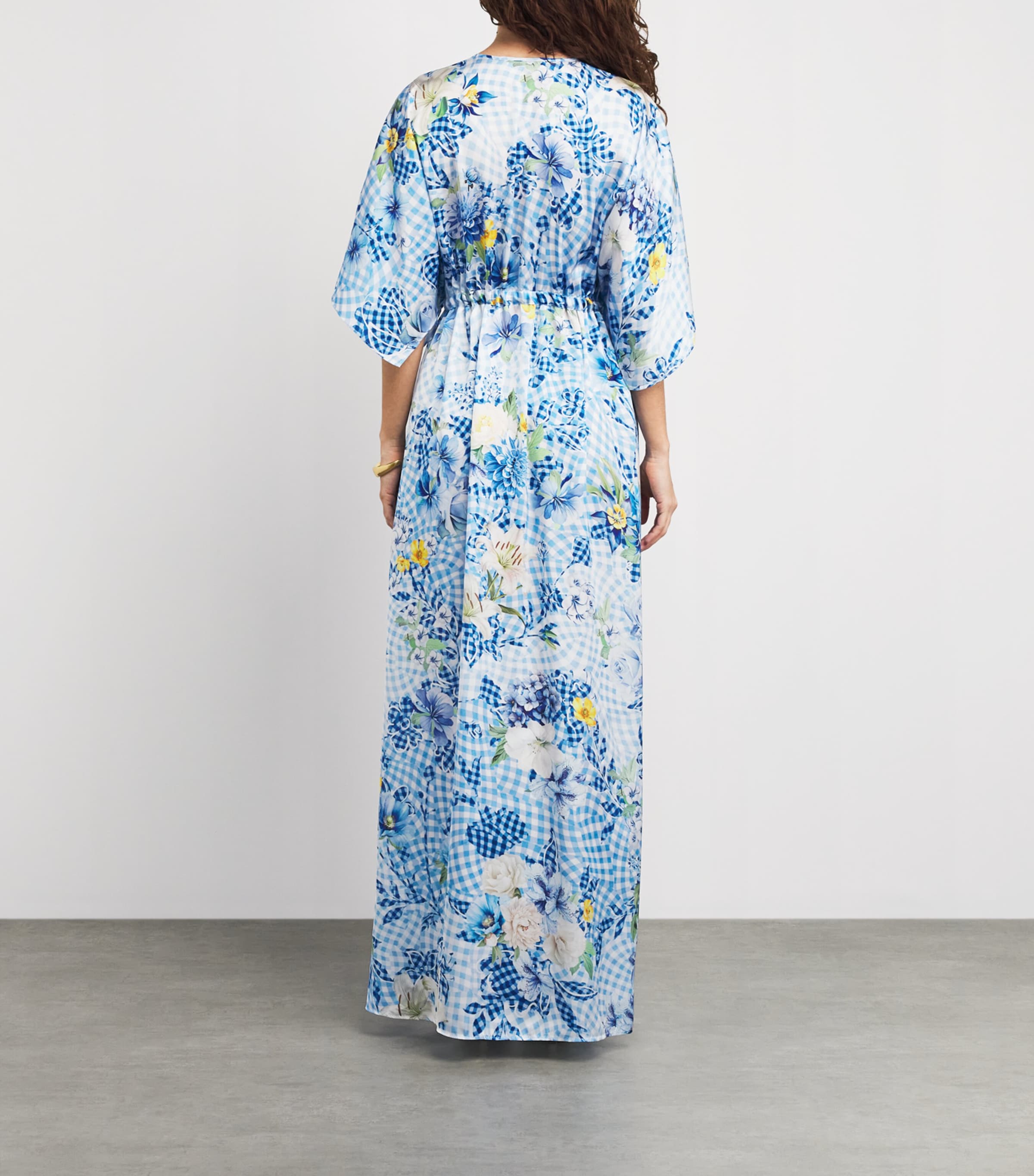 Mary Katrantzou Womens Satin Fleur de Vichy Taormina Kaftan Dress Fleur Blubry Aop Image 4