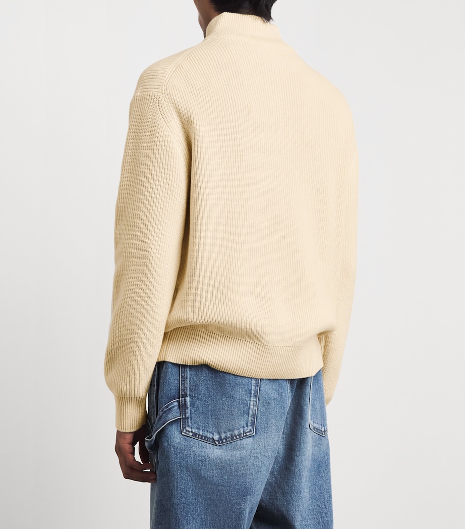 JW Anderson Mens Wool-Cotton Half-Zip Sweater Ivory Image 5