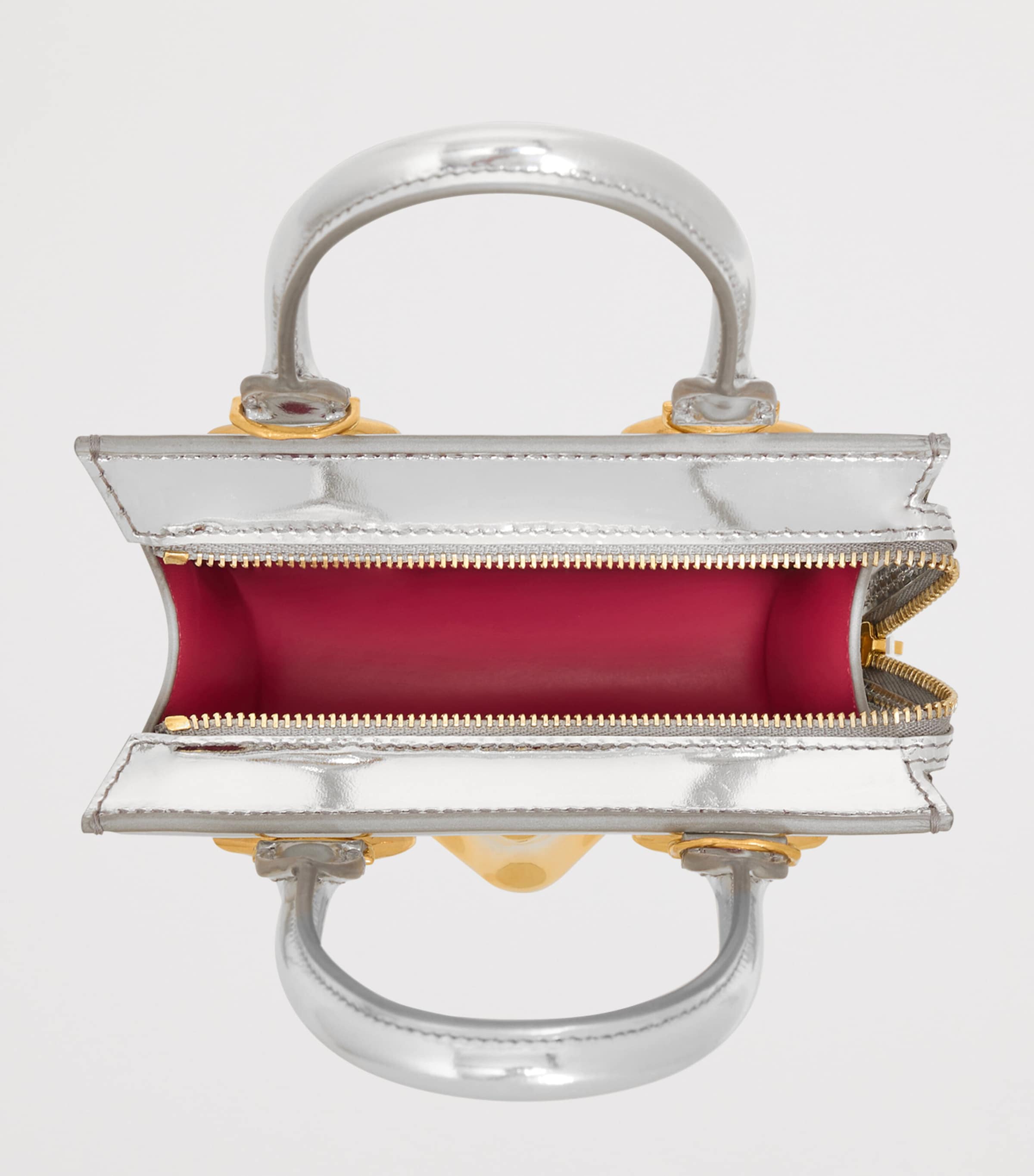 Schiaparelli Mini Metallic Leather Face Top-Handle Bag Silver Image 4