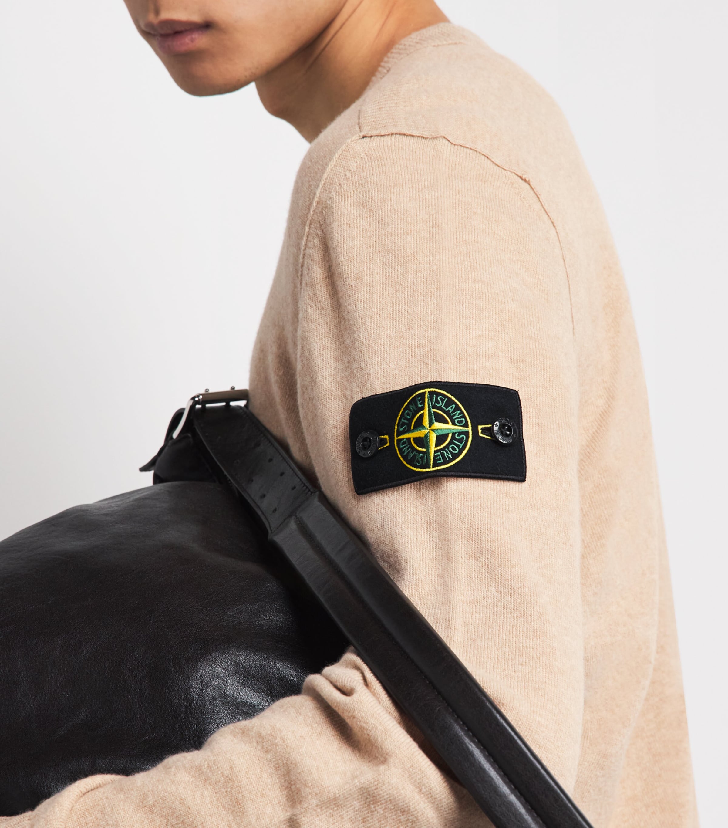 Stone Island Mens Virgin Wool Compass Logo Sweater Image 3