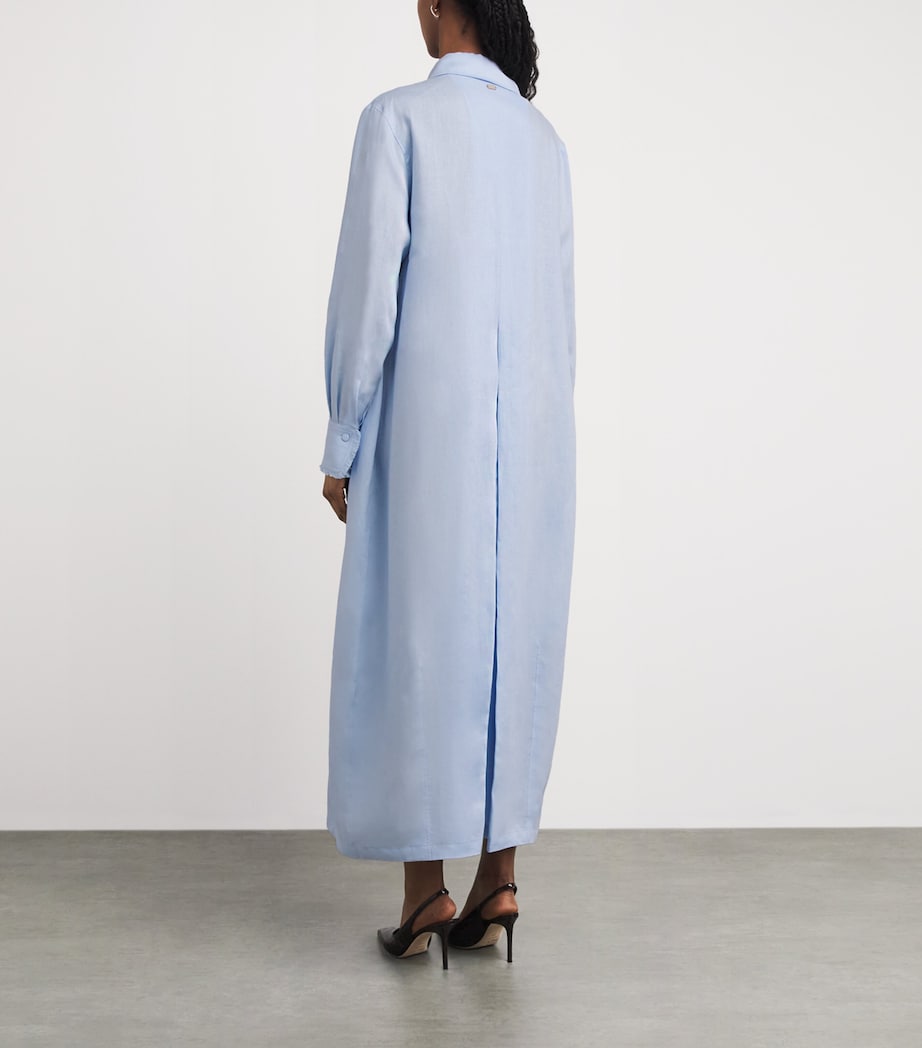 Agnona Womens Linen Maxi Shirt Dress Light Blue Cloud Image 4
