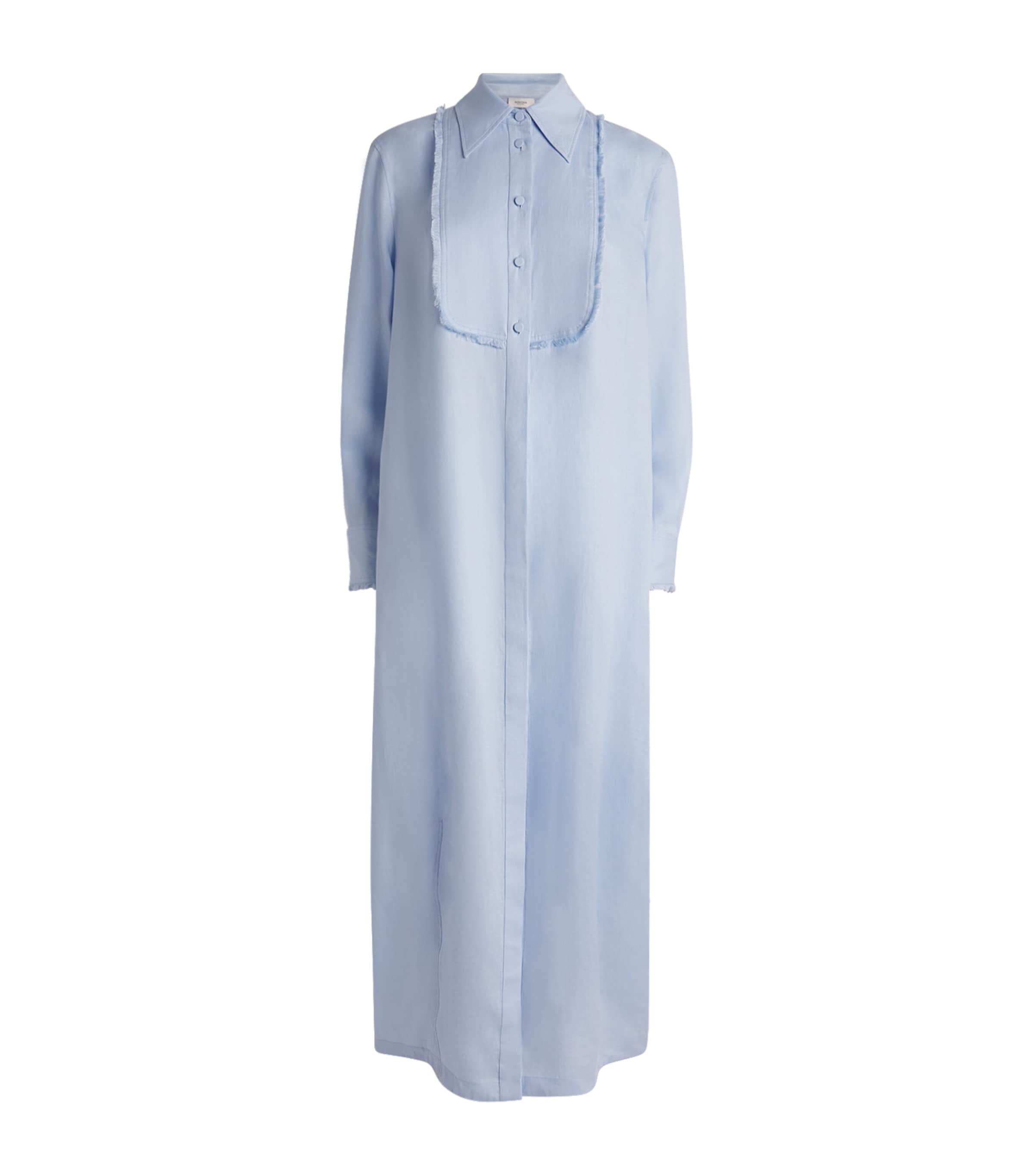 Agnona Womens Linen Maxi Shirt Dress Light Blue Cloud Image 1