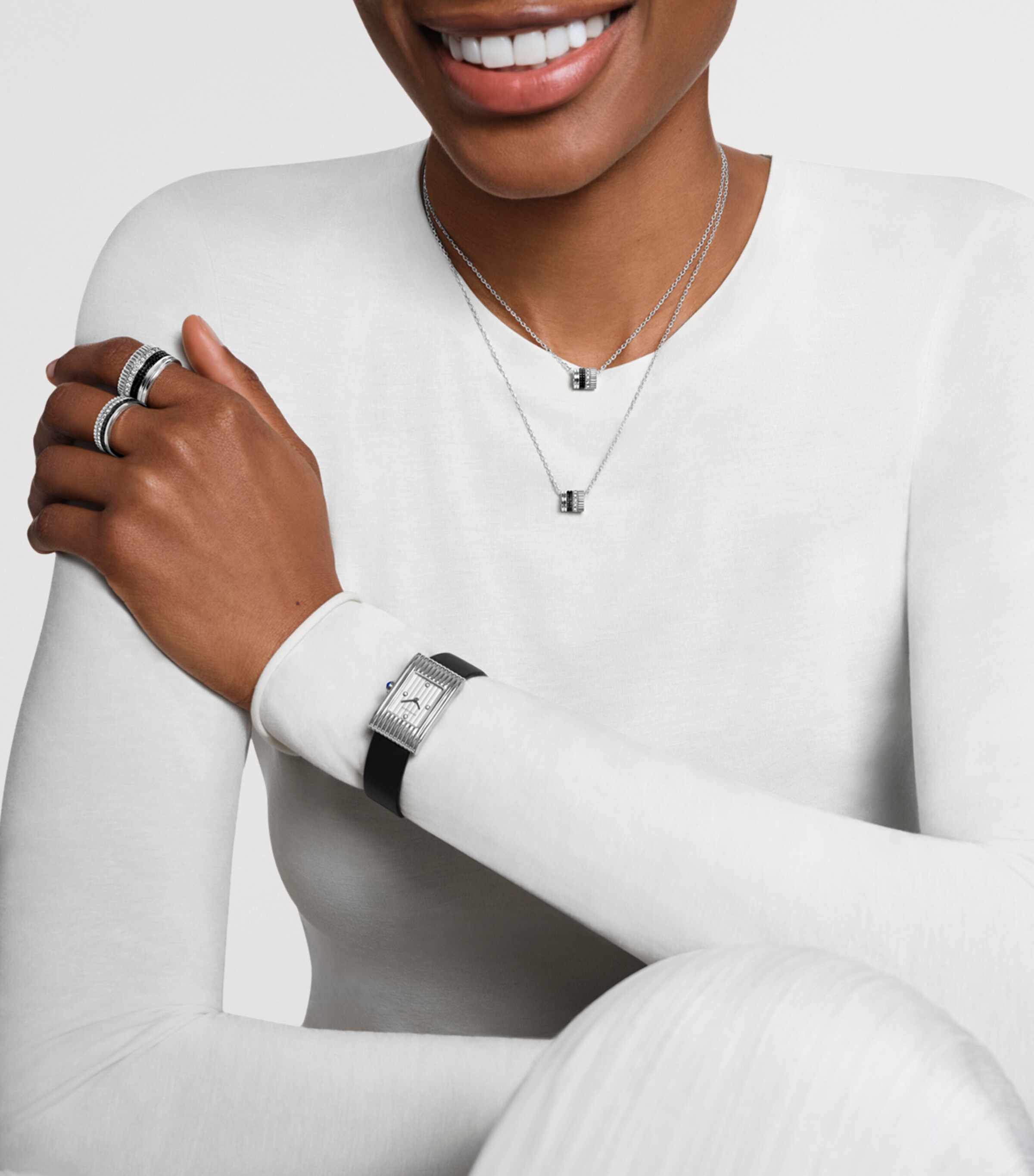 White Gold and Diamond Quatre Black Edition Pendant Necklace WHITE GOLD Image 2