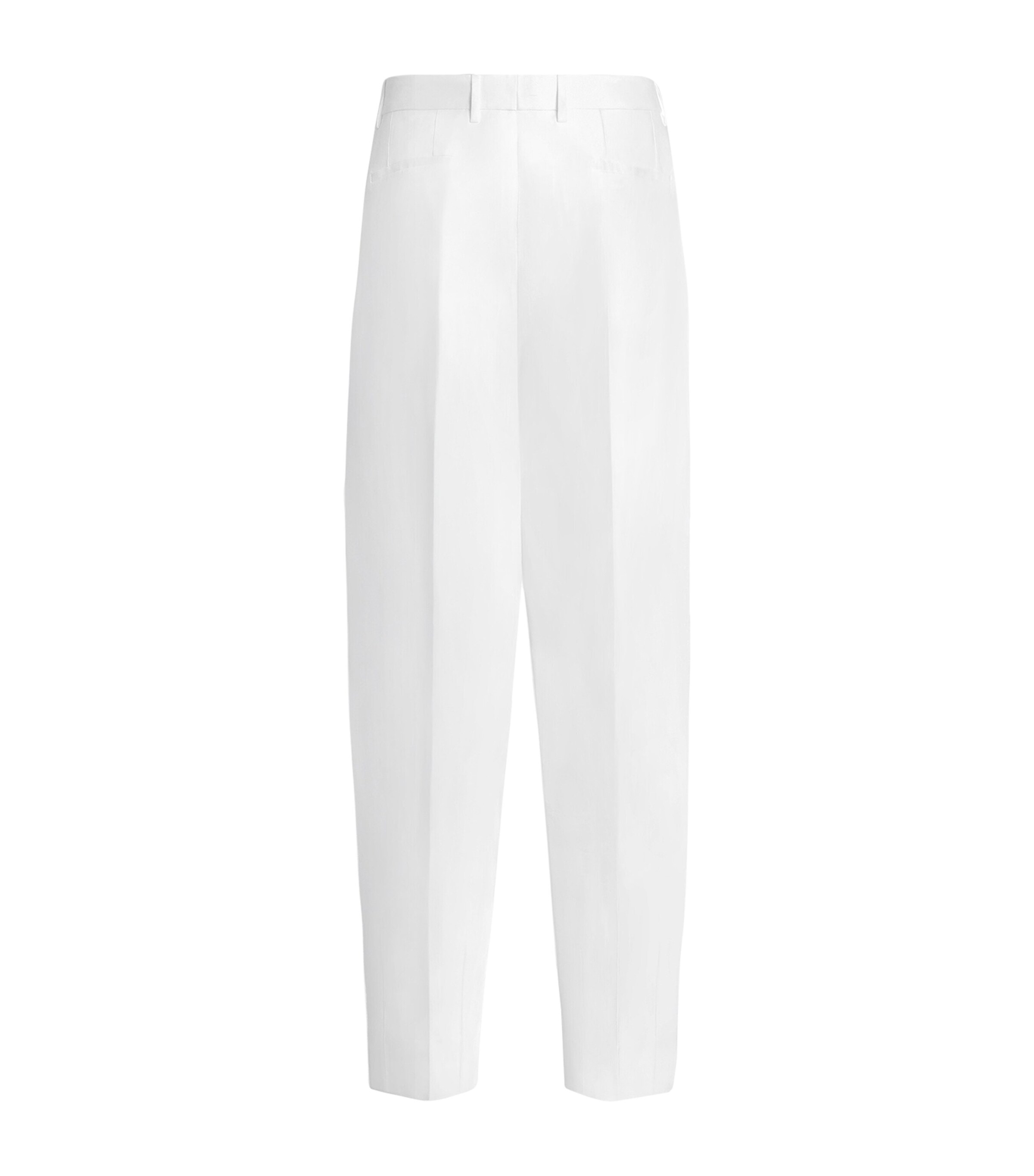Dolce&Gabbana Mens Linen Tailored Trousers Optical White Image 2