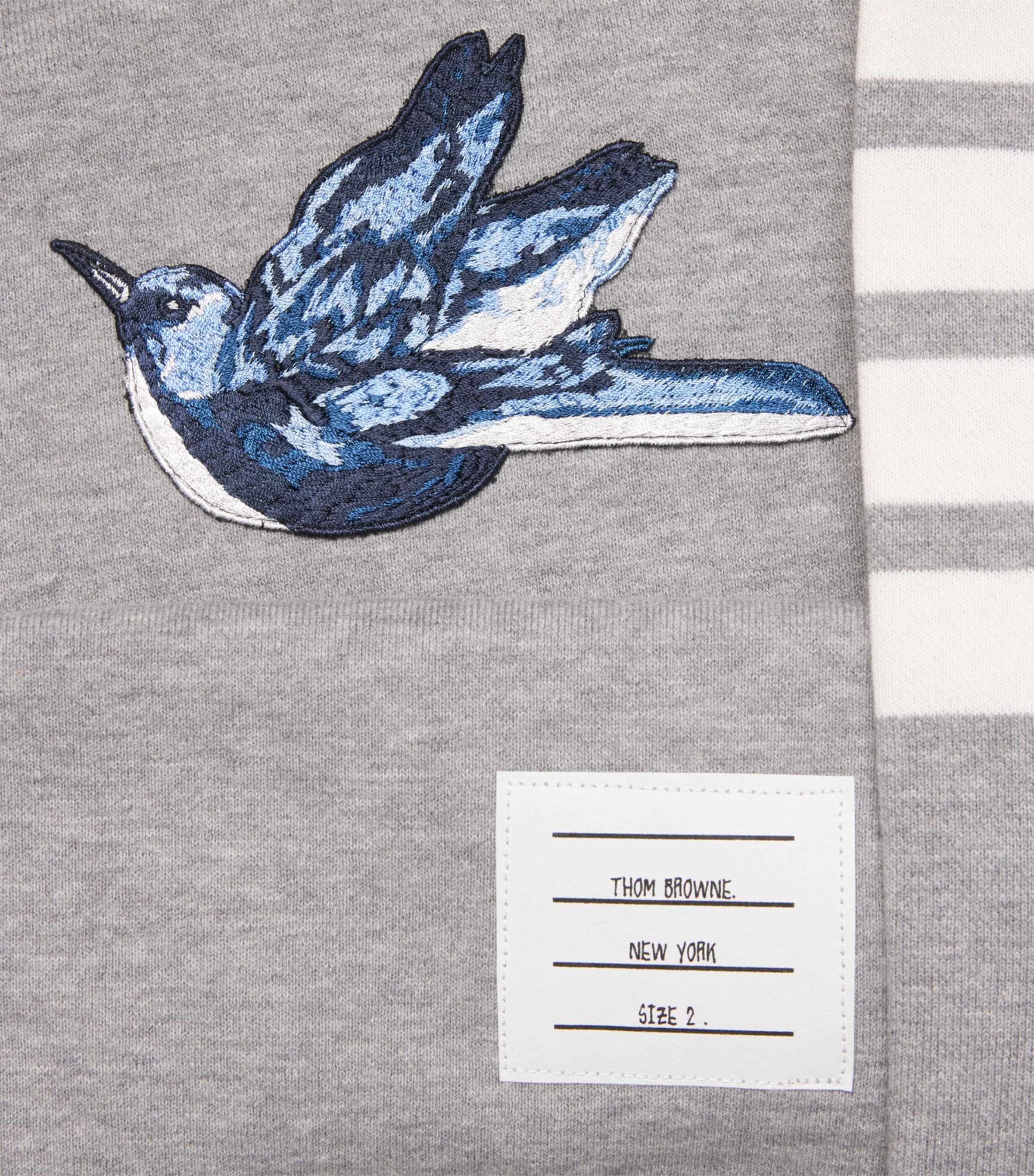 Cotton Embroidered Bird Sweatshirt LIGHT GREY Image 5