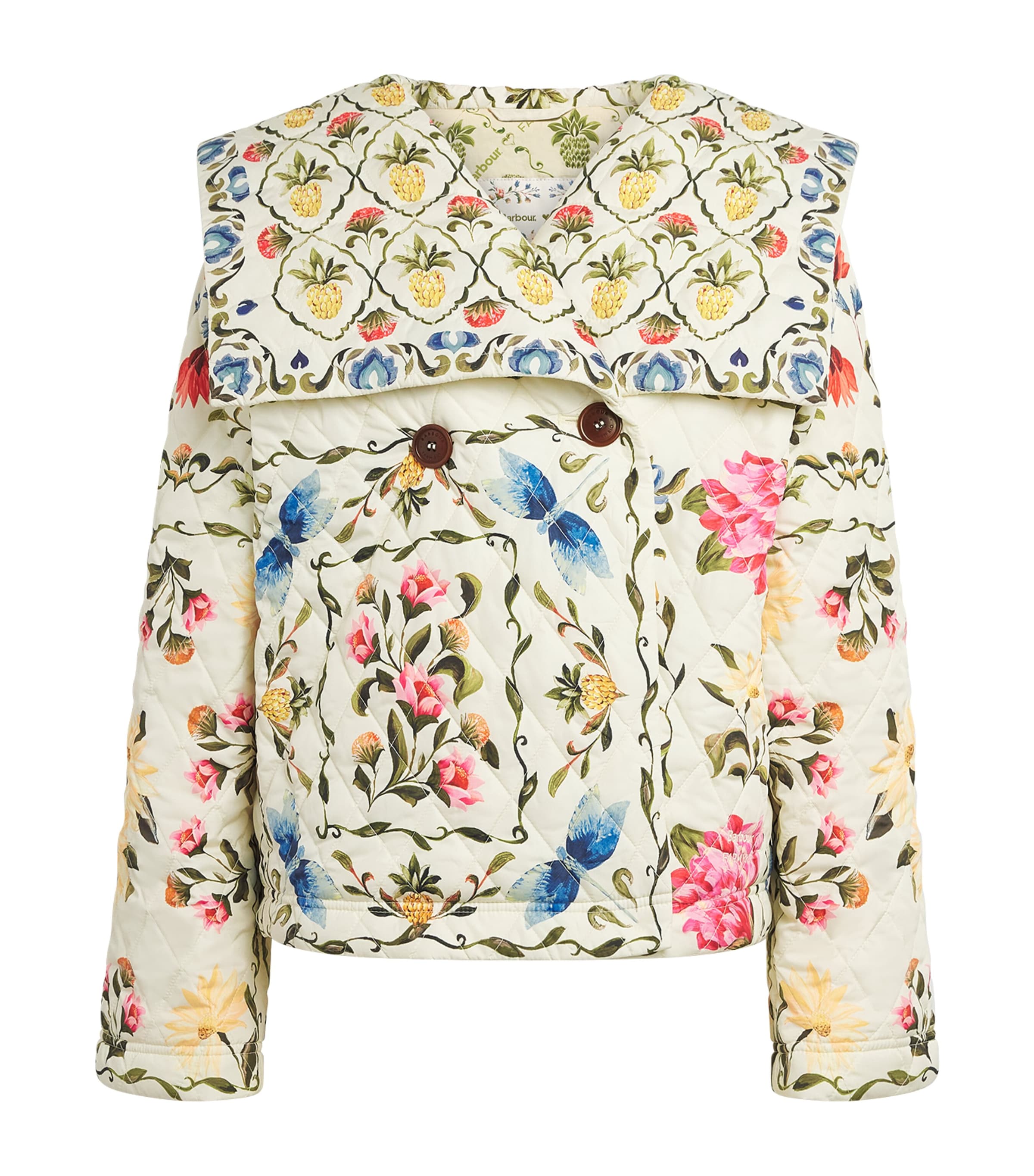 Barbour Womens x Farm Rio Quilted Floral Jacket Cream Spring Petal/f Image 1