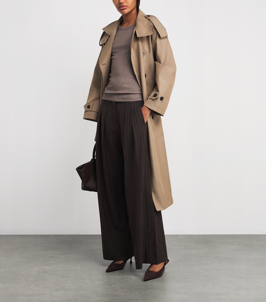 Pinstripe Wide-Leg Trousers CHOCOLATE / CARAMEL Image 2