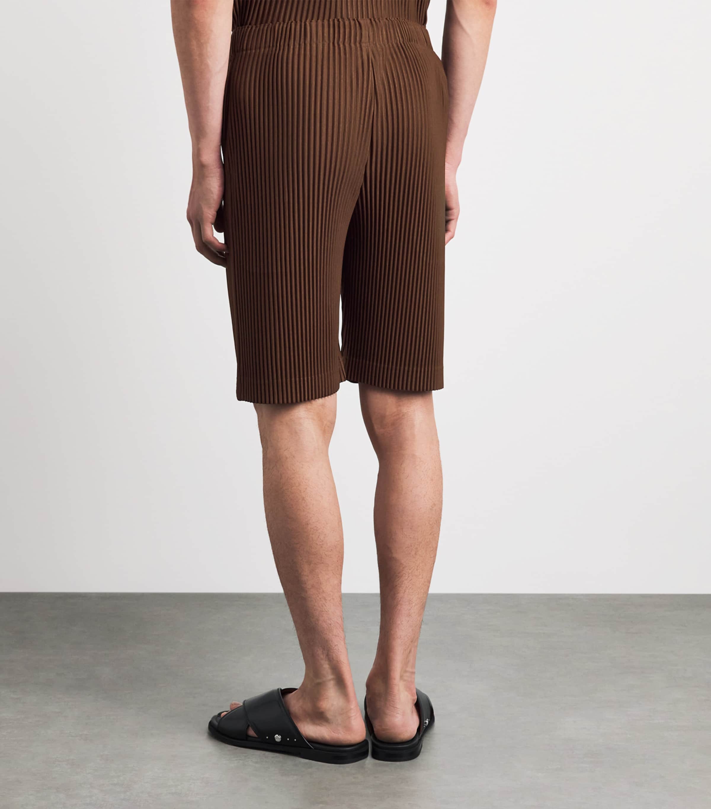 Homme Plissé Issey Miyake Mens Pleated Shorts Anchor Brown Image 5