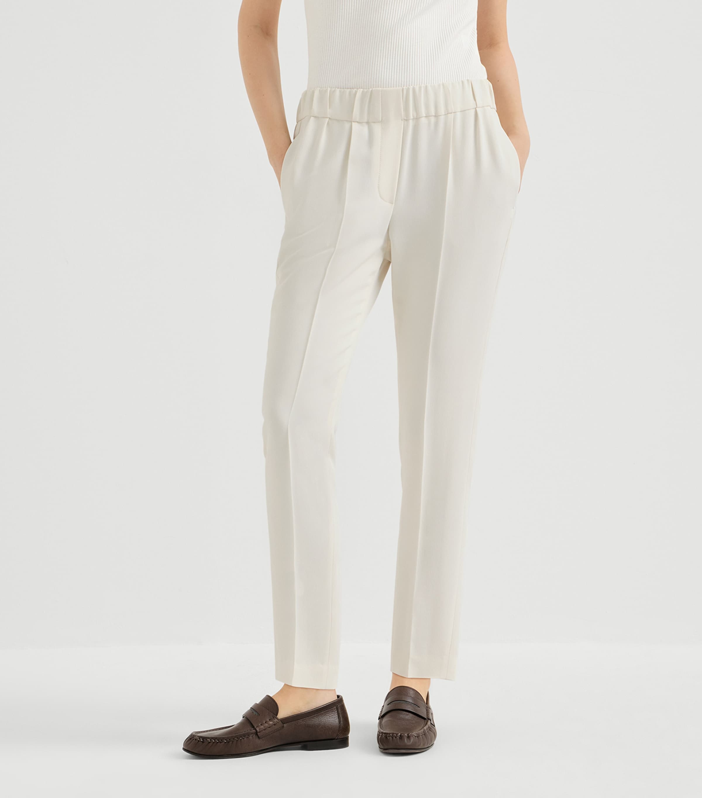 Brunello Cucinelli Womens Crepe Cady Slim Trousers Image 4