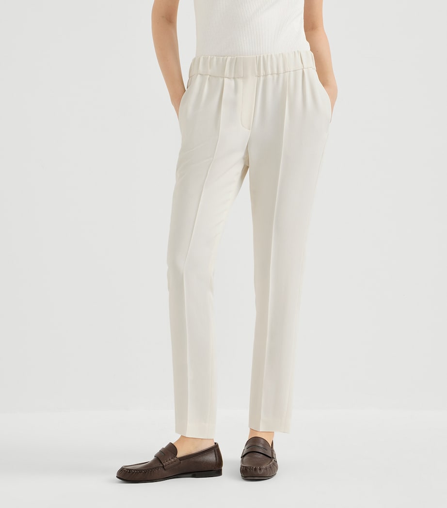 Brunello Cucinelli Womens Crepe Cady Slim Trousers Image 4
