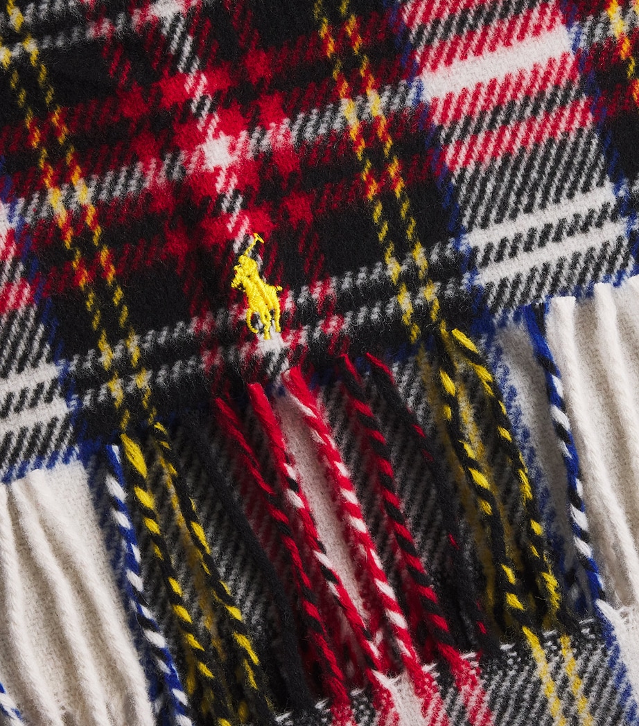 Polo Ralph Lauren Wool Plaid Fringe Scarf Dress Stewar Image 4