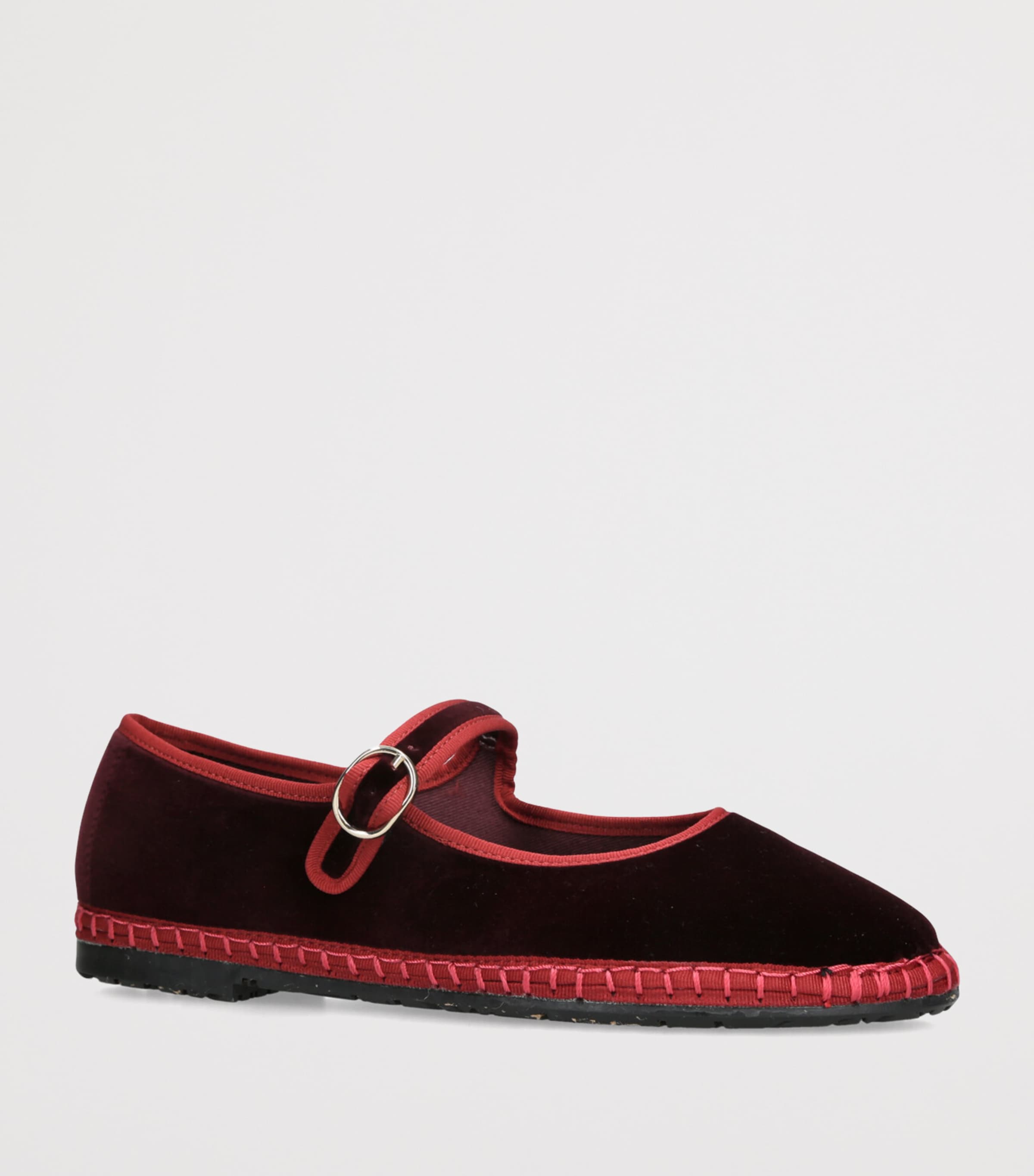 Flabelus Velvet Boris Mary Janes Wine Image 3