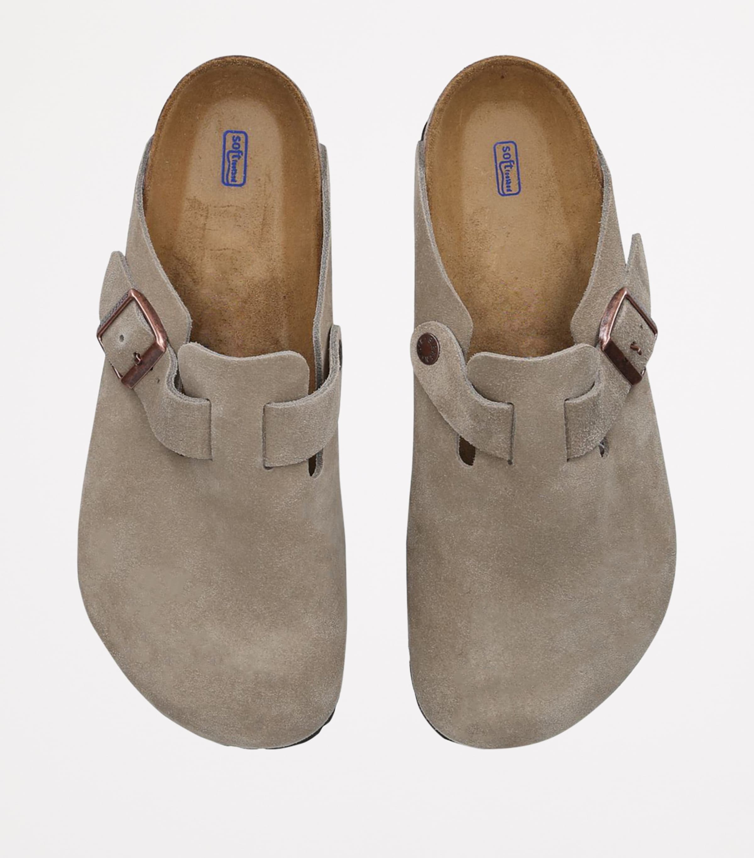 Birkenstock Suede Boston Clogs Taupe Image 5