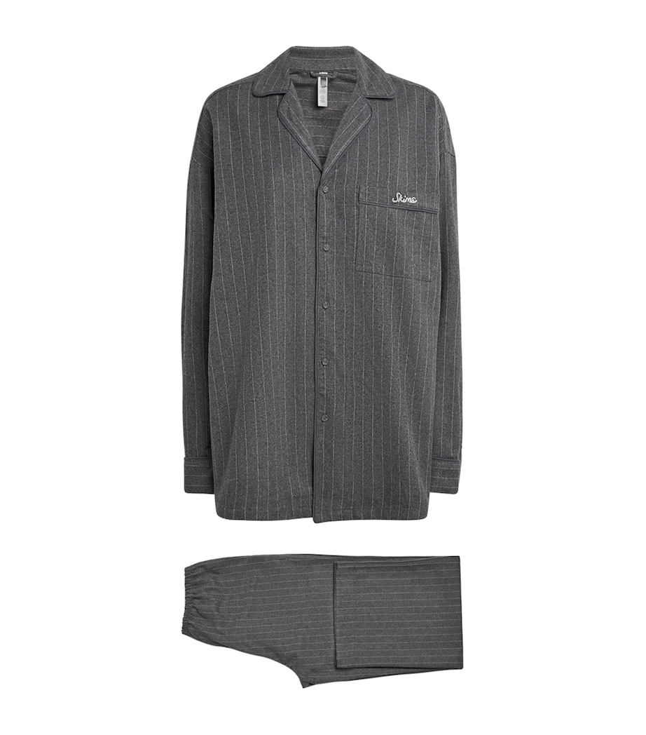 Flannel Pinstripe Long-Sleeve Pyjama Set HEATHER GREY STRIPE Image 1