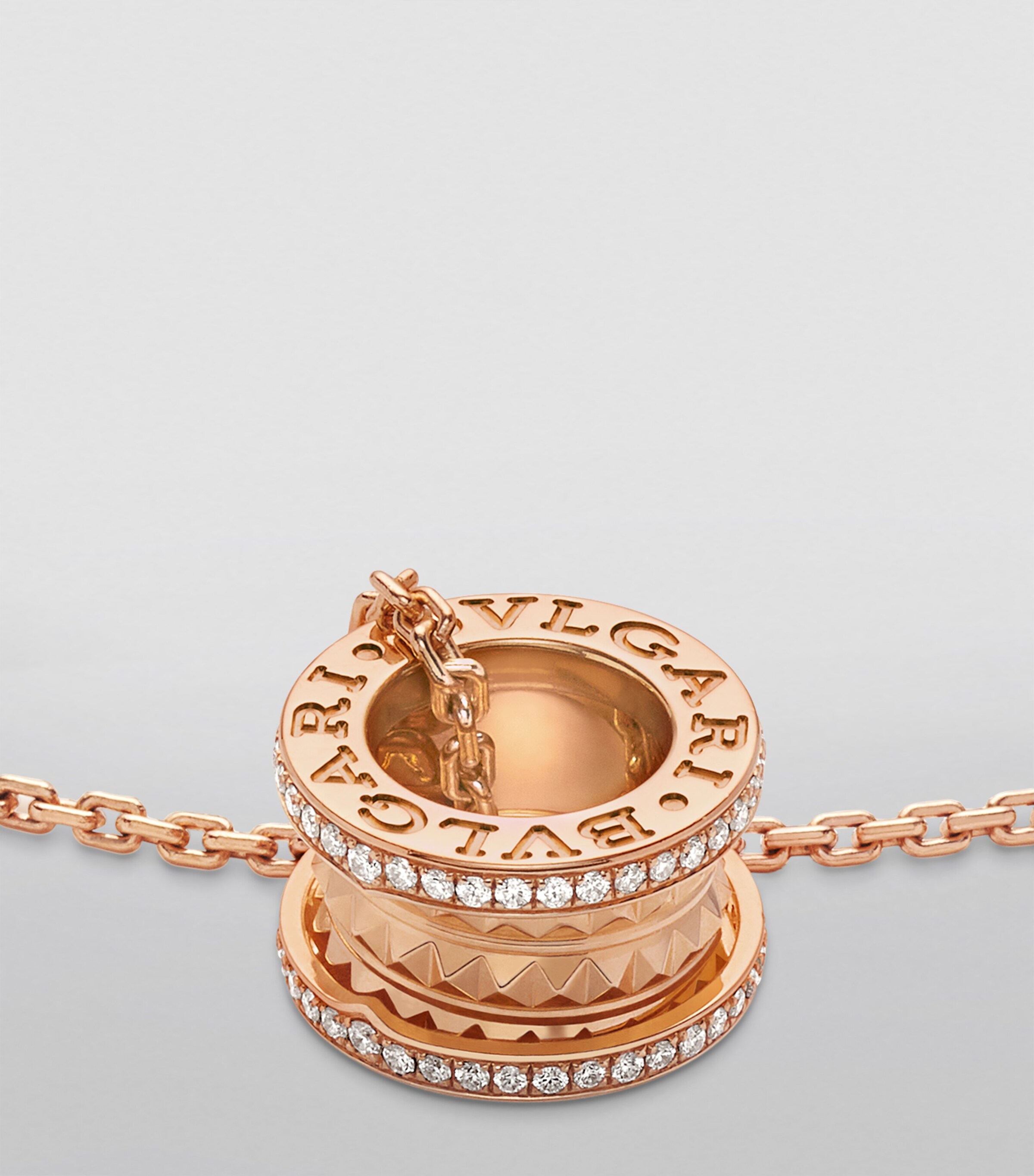 Rose Gold and Diamond B.zero1 Rock Pendant Necklace PINK GOLD Image 3