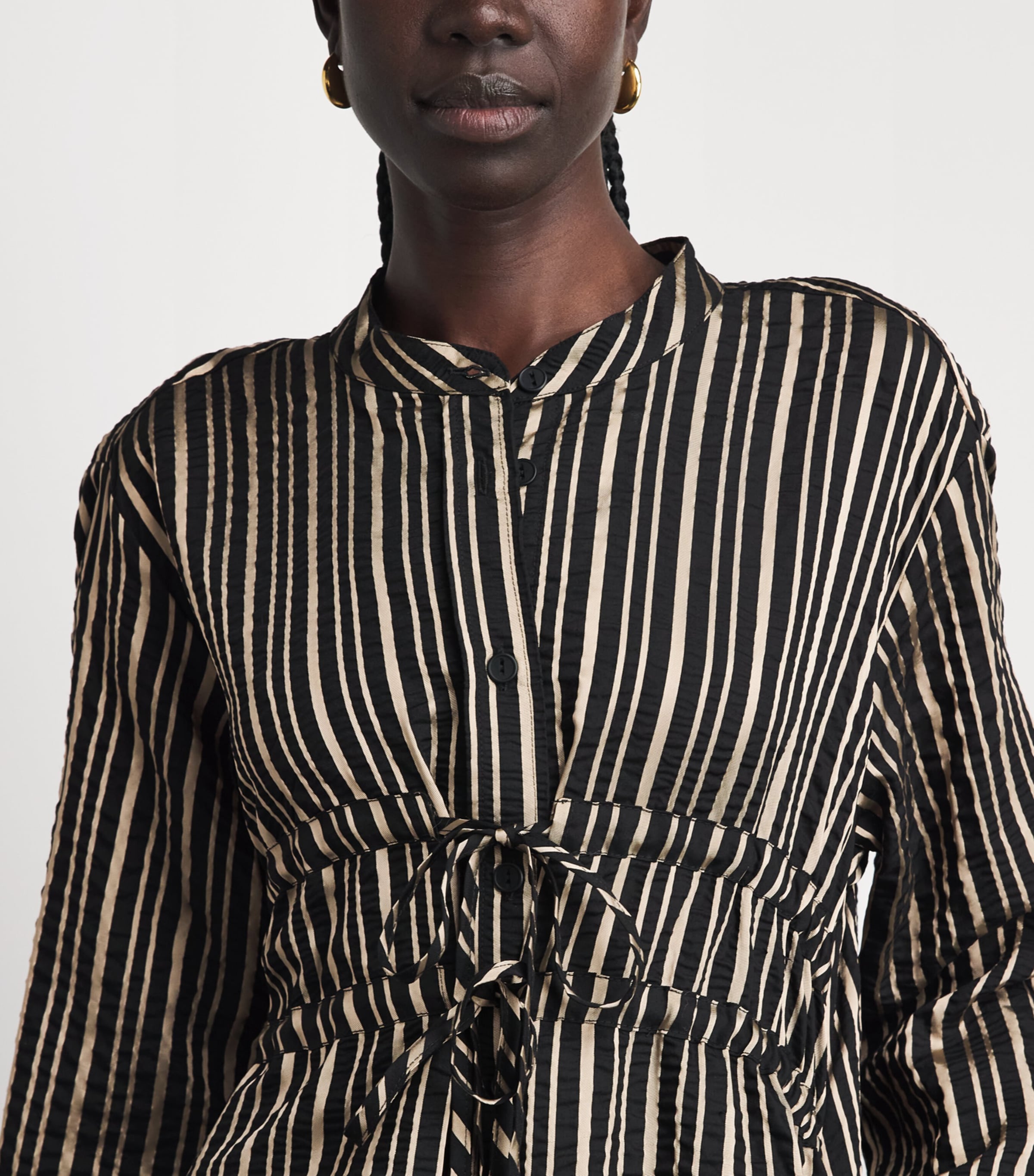 Palmer//Harding Womens Wool-Blend Clarity Maxi Dress Black & Gold Stripe Image 3