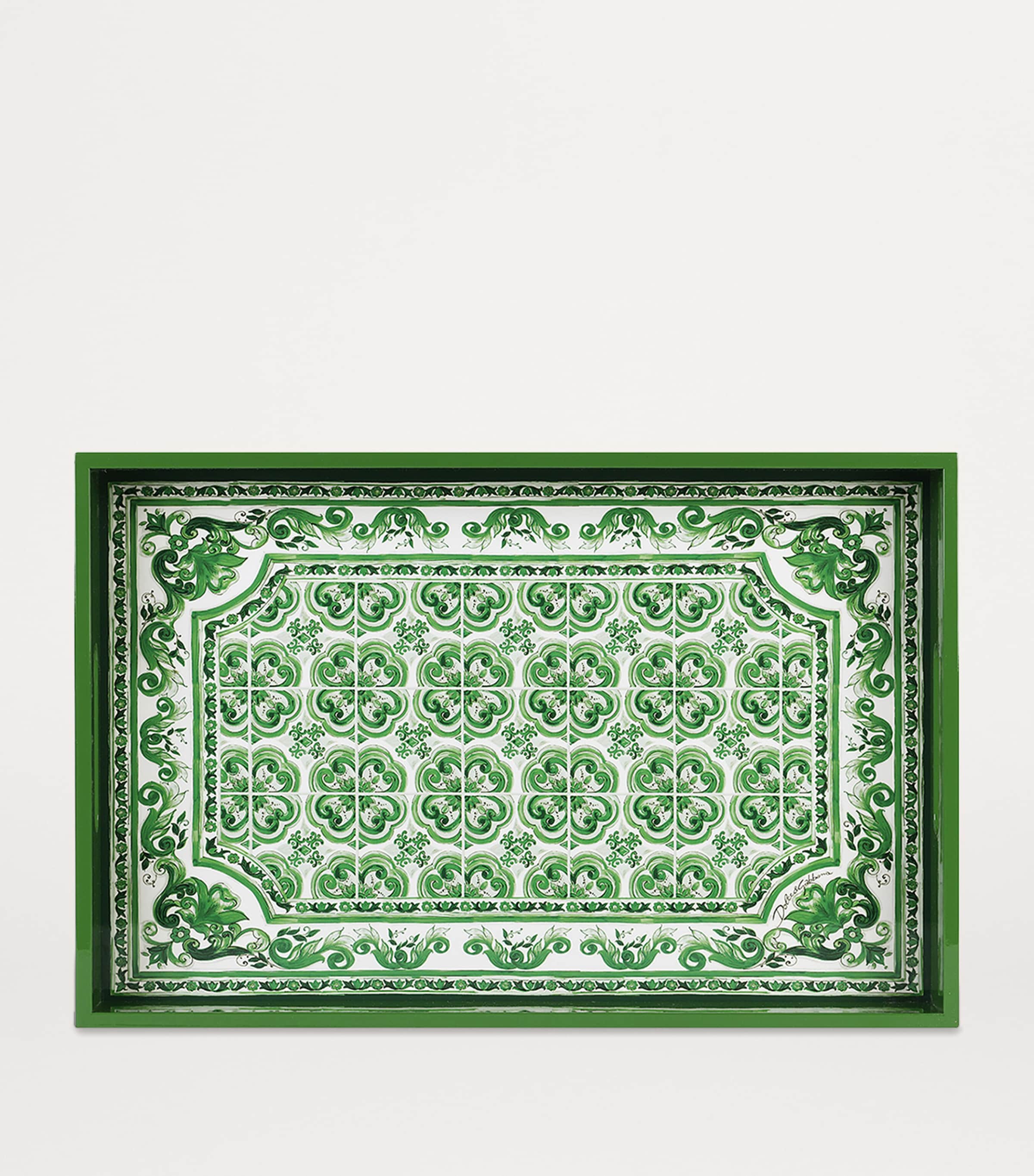 Wood Majolica Tray (46cm) UV009-MAIOLICA VERDE Image 2