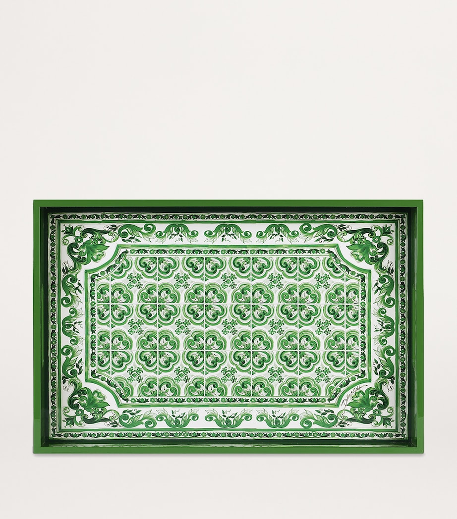 Wood Majolica Tray (46cm) UV009-MAIOLICA VERDE Image 2