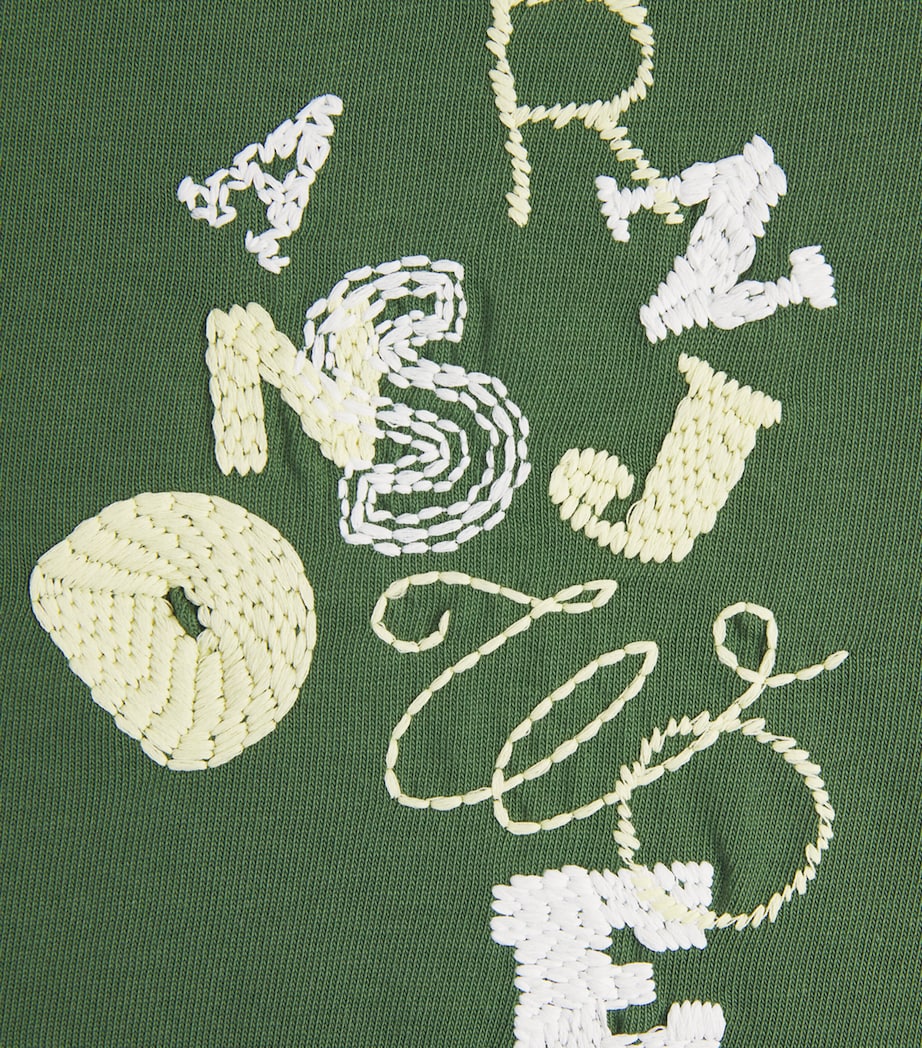 JW Anderson Mens Cotton Scattered Letters T-Shirt Green Image 6