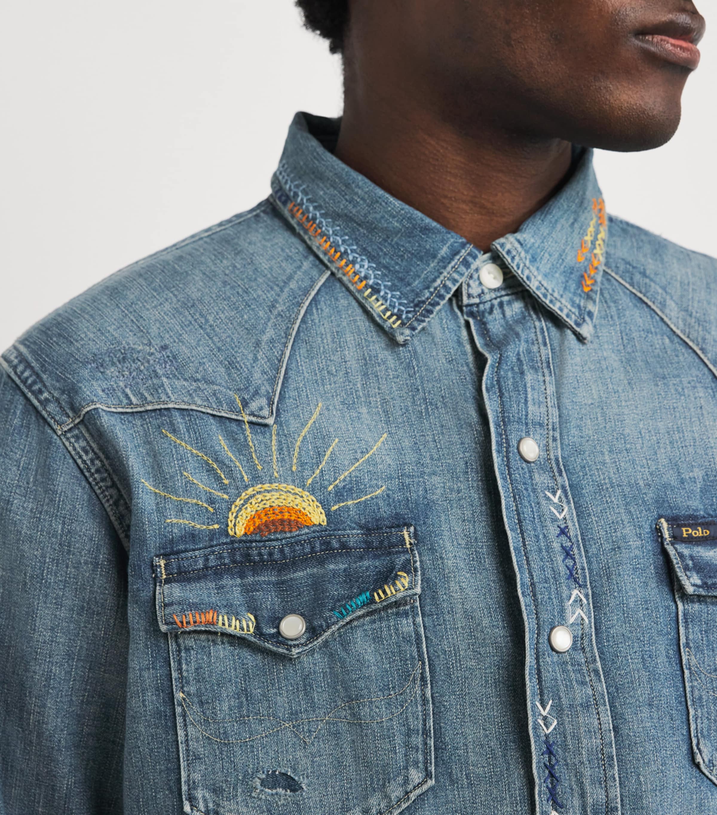 Polo Ralph Lauren Blue Embroidered Denim Overshirt | Harrods US