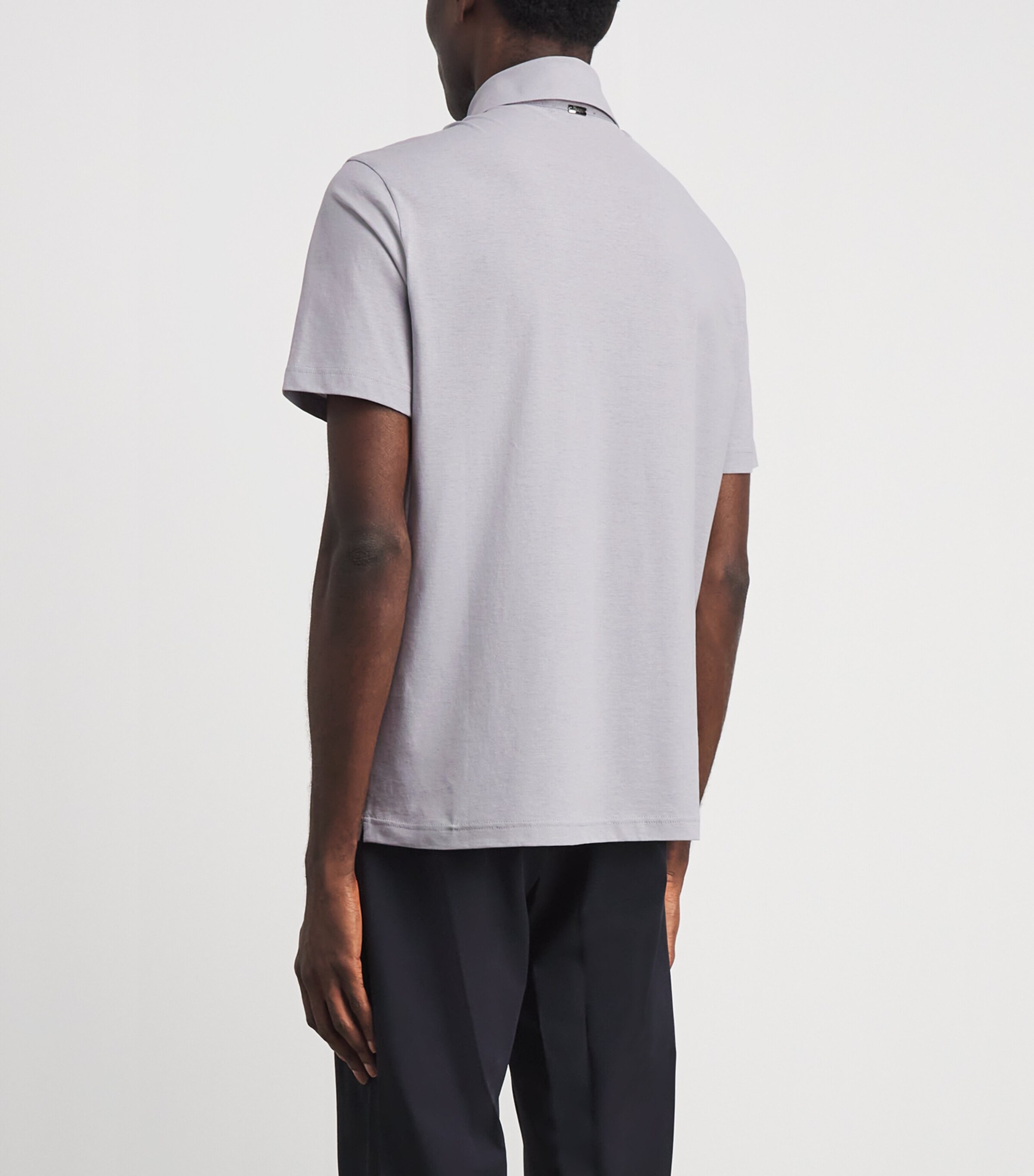 Herno Mens Cotton Jersey Crepe Polo Shirt Grigio Chiaro Image 5