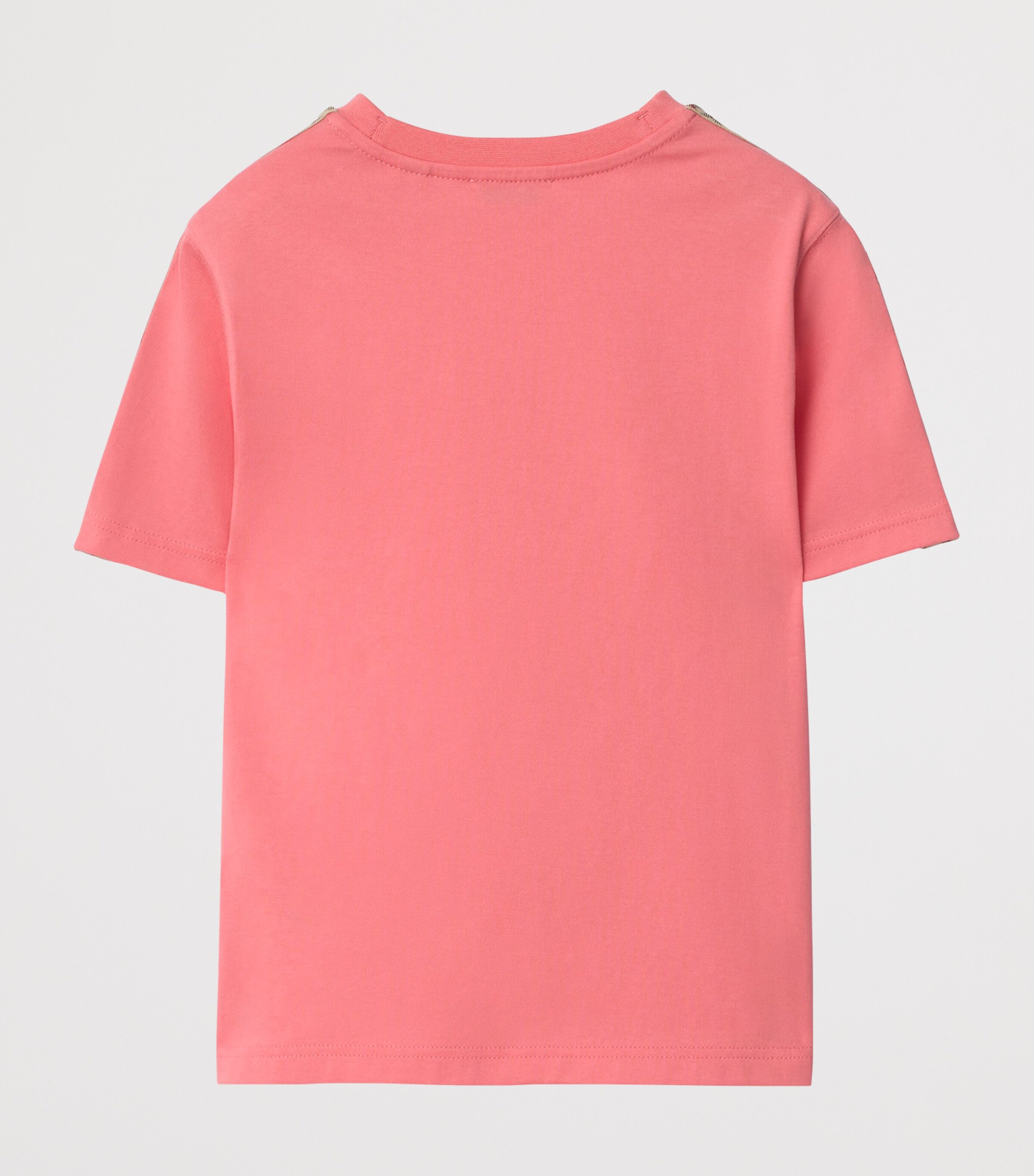 Burberry Kids Cotton Check-Trim T-Shirt (14 Years) Pale Hibiscus Image 2