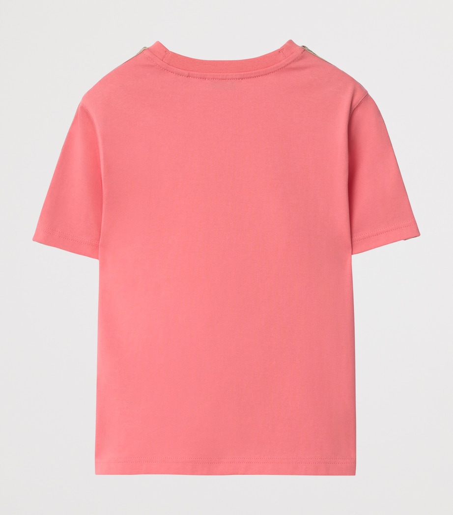 Burberry Kids Cotton Check-Trim T-Shirt (14 Years) Pale Hibiscus Image 2