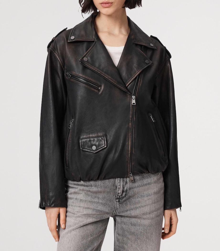 AllSaints Womens Leather Samina Biker Jacket Black/brown Image 5