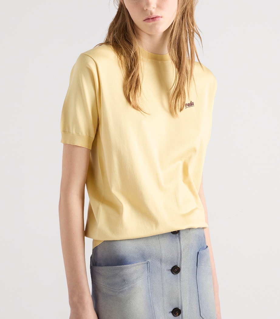 Prada Womens Recycled Silk-Blend Logo Sweater Image 3