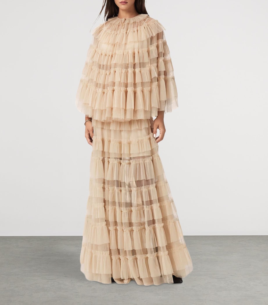 Tulle Ruffled Aude Maxi Skirt BLUSH PINK Image 2