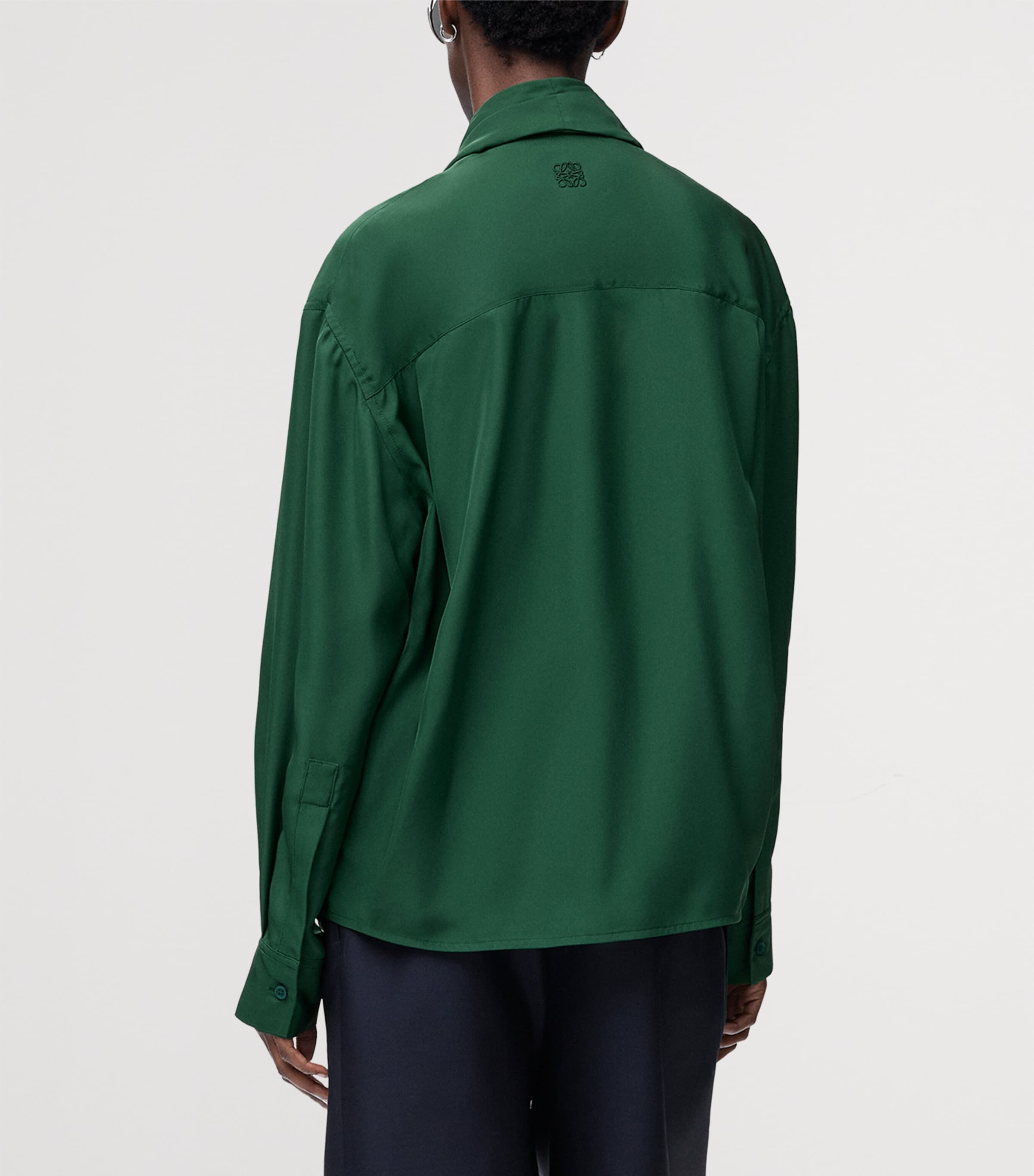 Silk Draped Shirt DARK GREEN Image 4