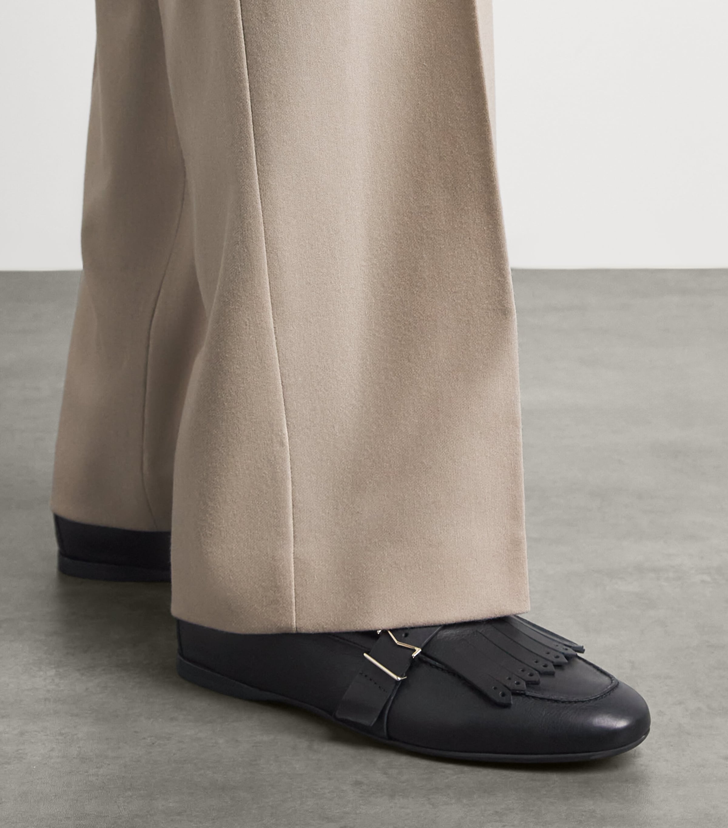 Max Mara Leather Fringe Loafers Black Image 4