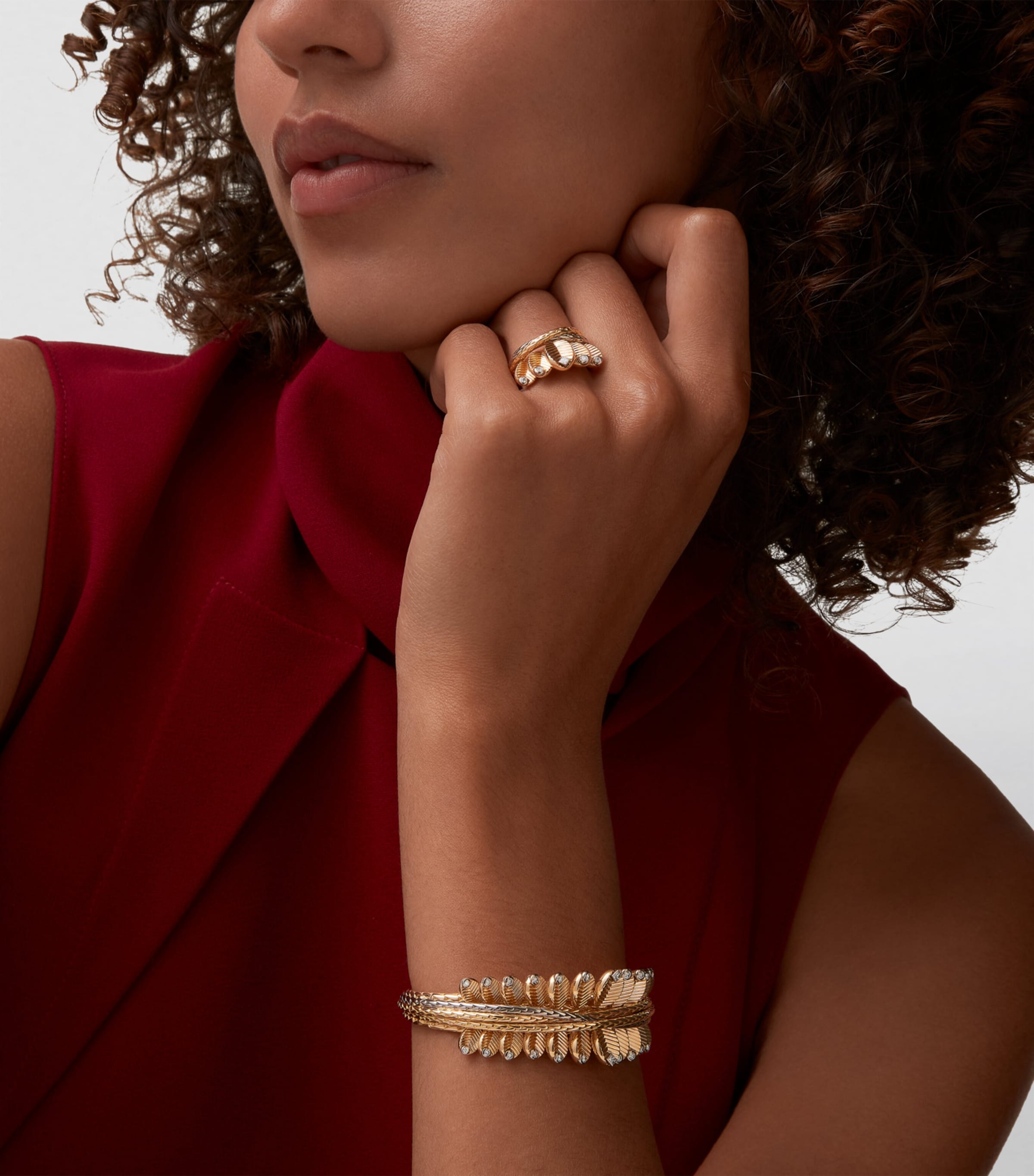 Yellow Gold, White Gold and Diamond Grain de Café Ring YELLOW GOLD Image 12