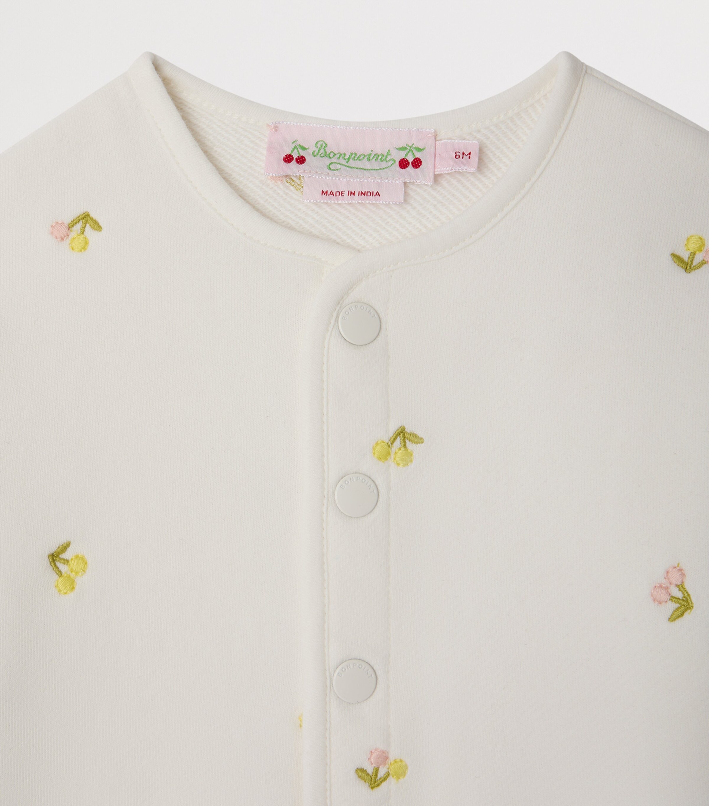 Bonpoint Embroidered Cherry Cardigan (6-18 Months) Im Ecru Image 3