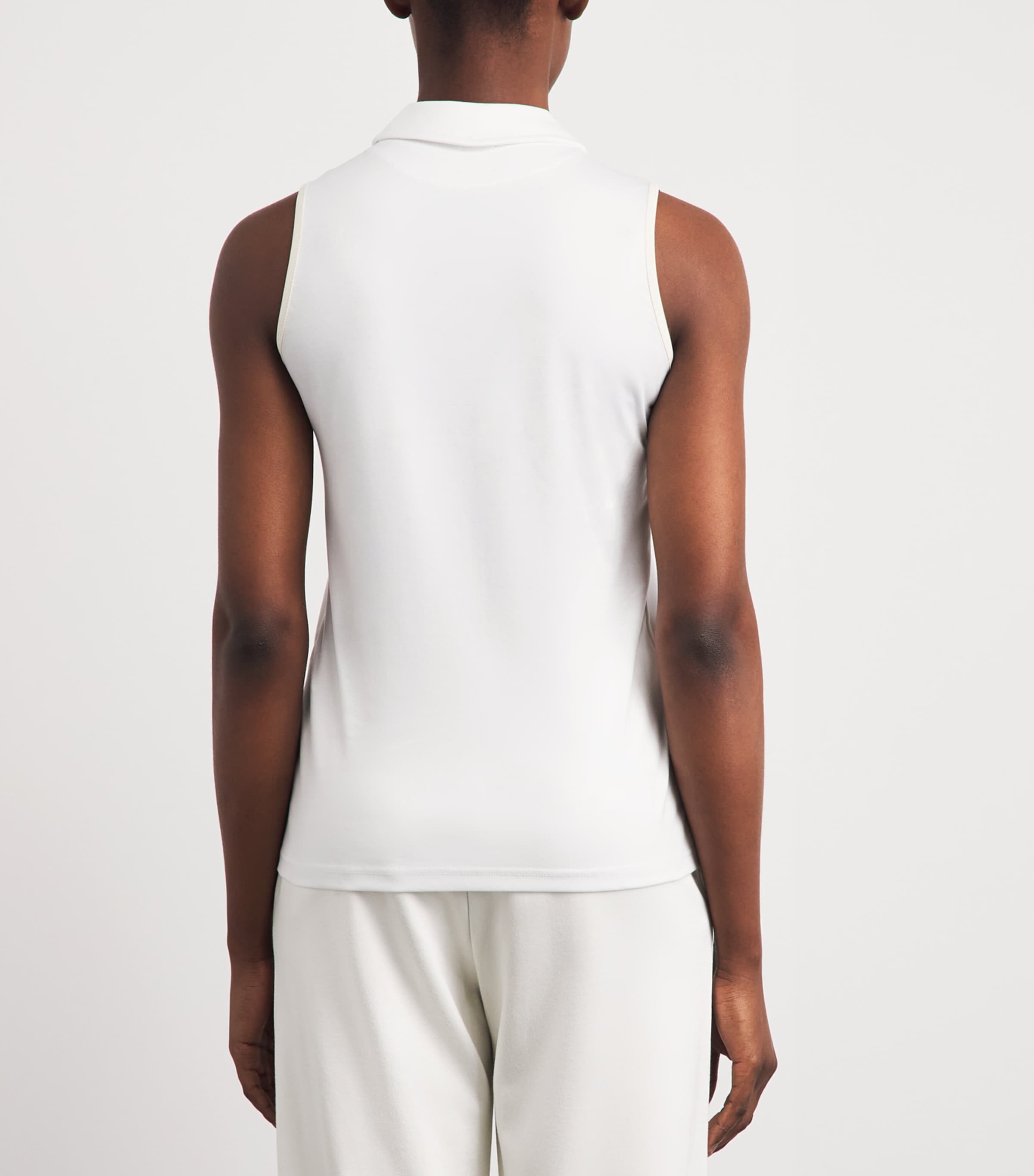 Eleventy Womens Cotton Sleeveless Polo Shirt Bianco E Avorio Image 5