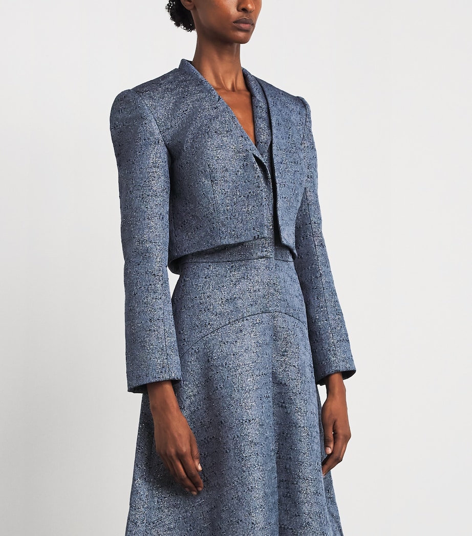 Safiyaa Womens Collarless Cropped Blazer Silver Blue Image 4