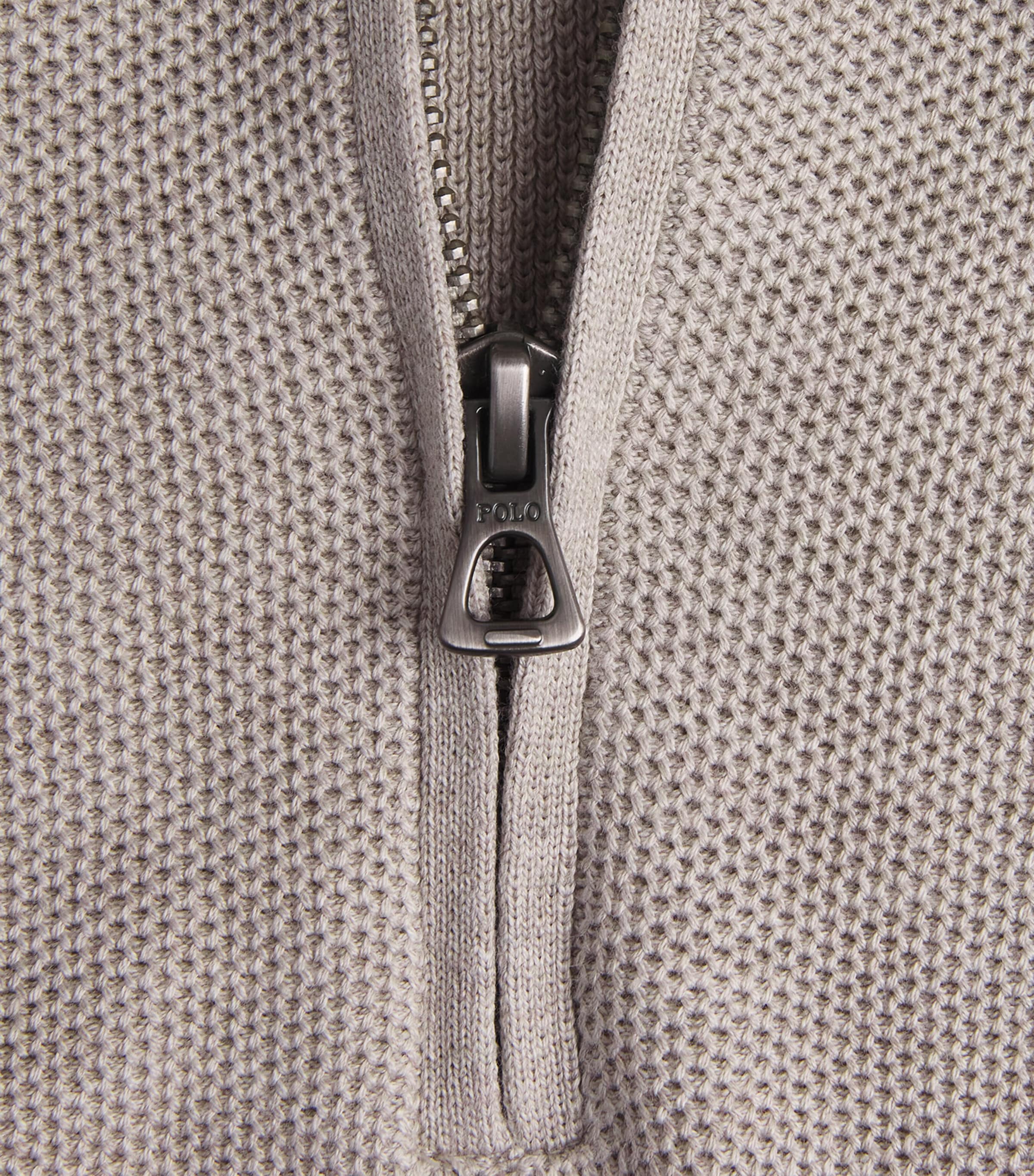 Polo Ralph Lauren Mens Cotton Half-Zip Sweater Light Wlnut Brn Hthr Image 6