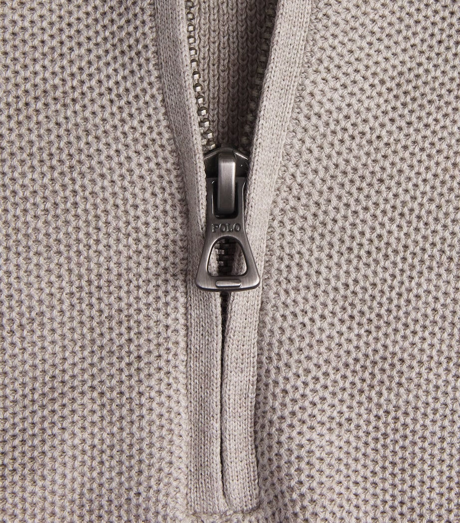 Polo Ralph Lauren Mens Cotton Half-Zip Sweater Light Wlnut Brn Hthr Image 6