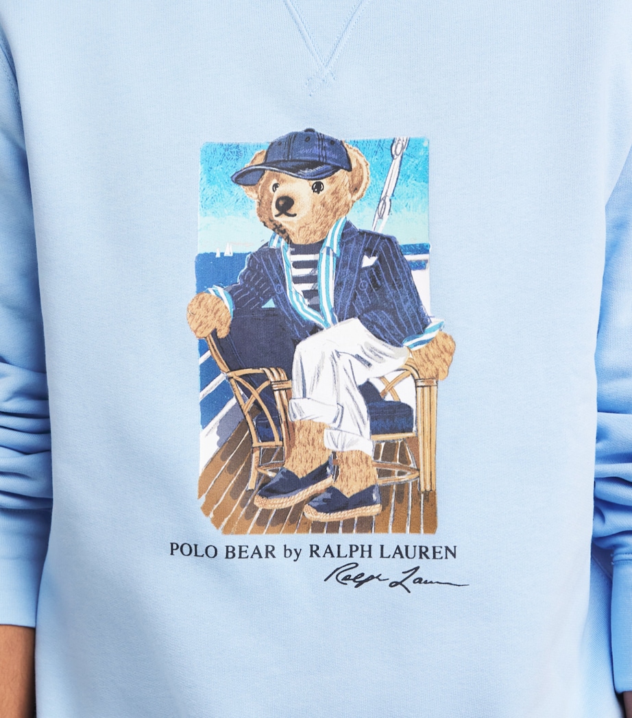Polo Ralph Lauren Mens Stretch-Cotton Polo Bear Sweatshirt Nport Br Office Blue Image 3