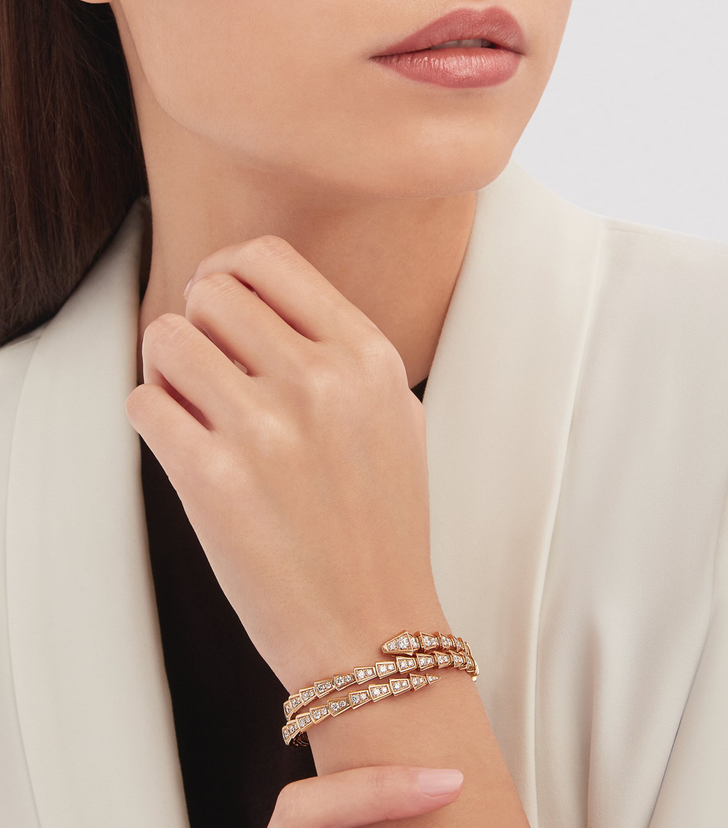 Rose Gold and Diamond Serpenti Viper Bracelet PINK GOLD Image 6