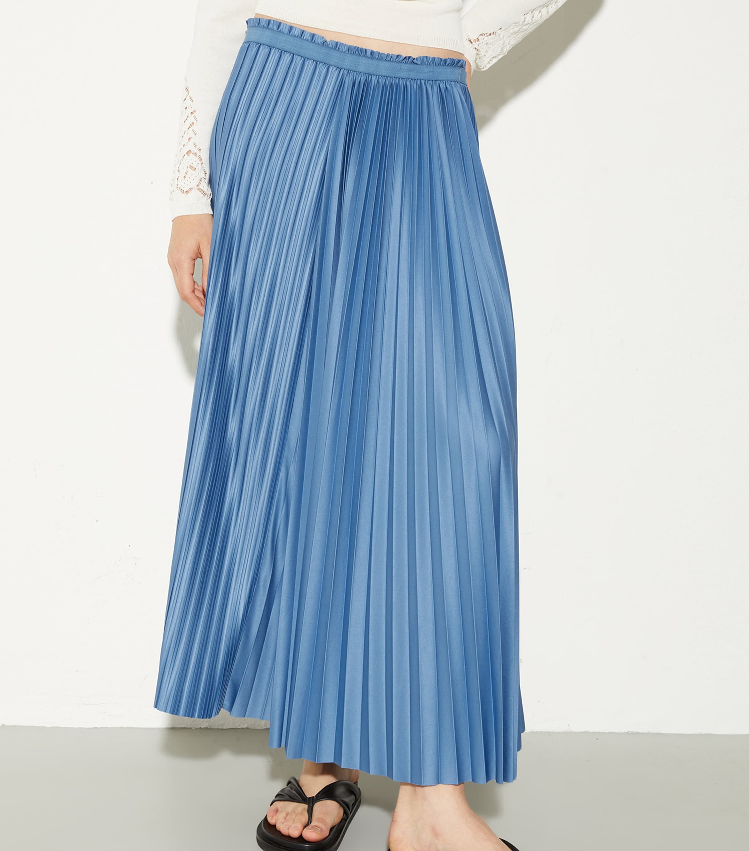 Jersey Pleated Maxi Skirt SKY BLUE Image 2