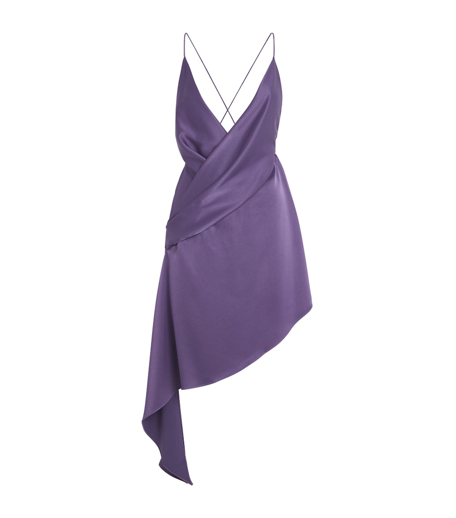 Satin Asymmetric Mini Dress GRAPE Image 1