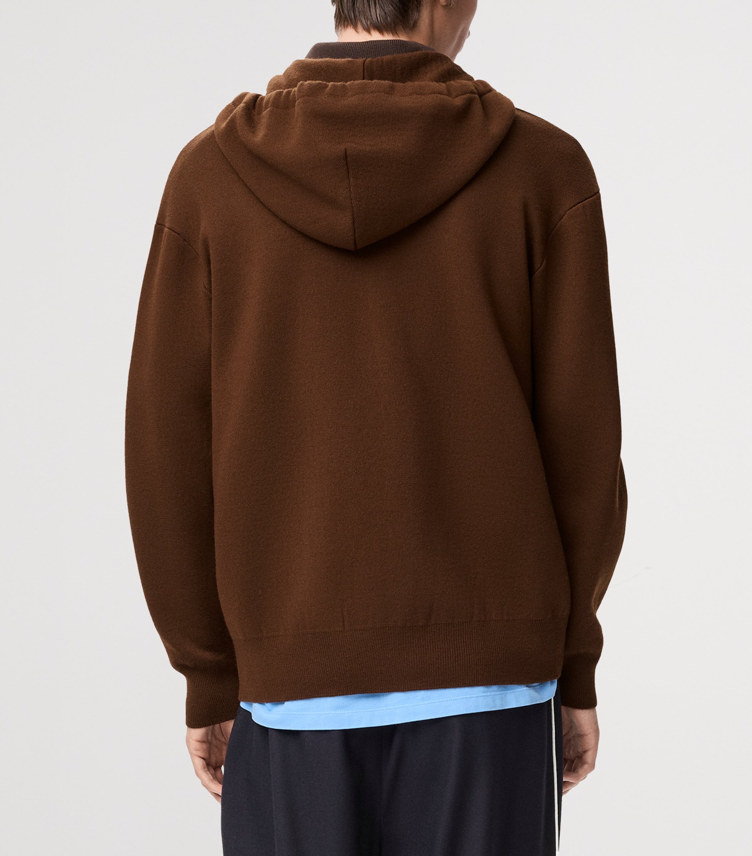Wool-Blend Leather-Pocket Hoodie BROWN Image 4