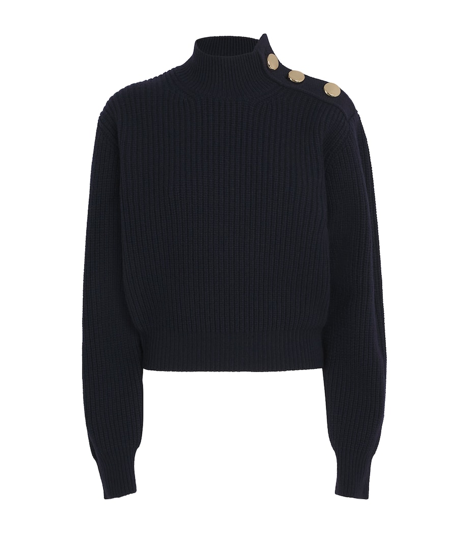 Wool Button-Neck Sweater NAVY Image 1